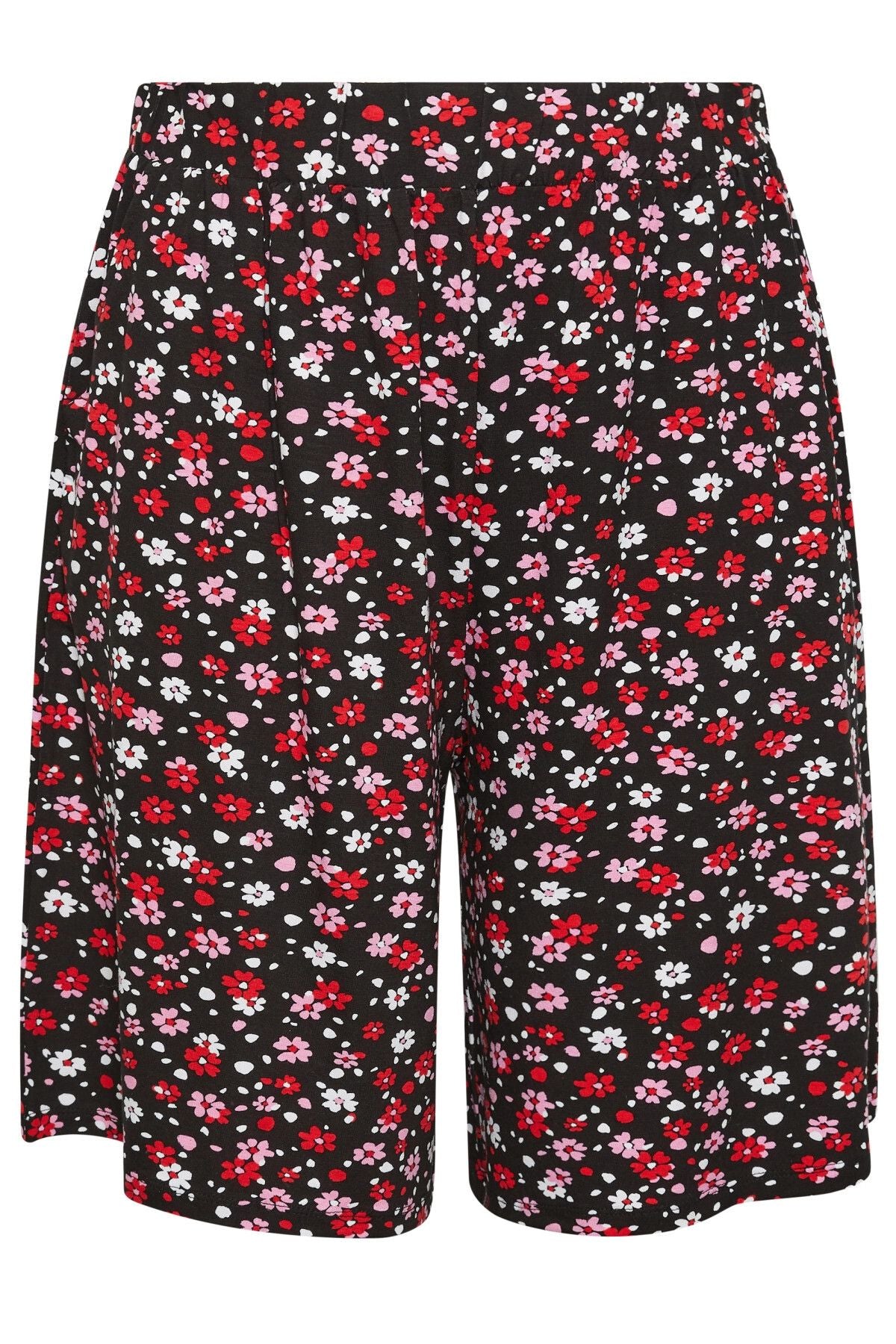 Büyük Beden Beli Lastikli Desenli Bol Kesim Likralı Şort 145049