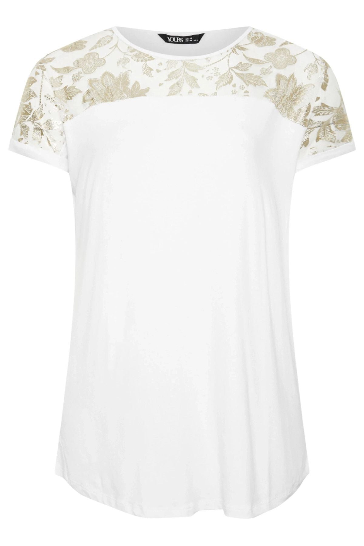 Büyük Beden Bisiklet Yaka Kısa Kollu Yakası Transparan Bluz 303427