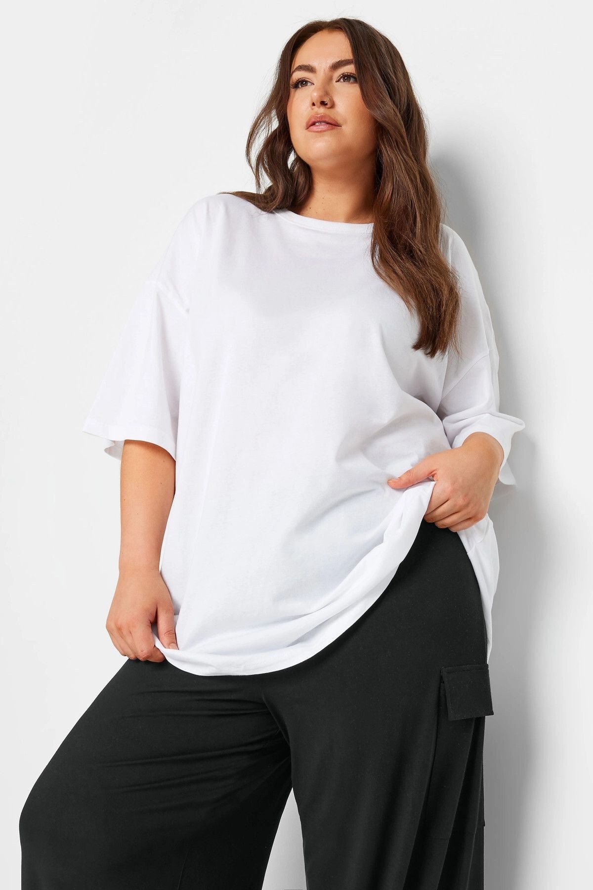 Büyük Beden Beli Lastikli Cepli Geniş Paça Kargo Pantolon 143692