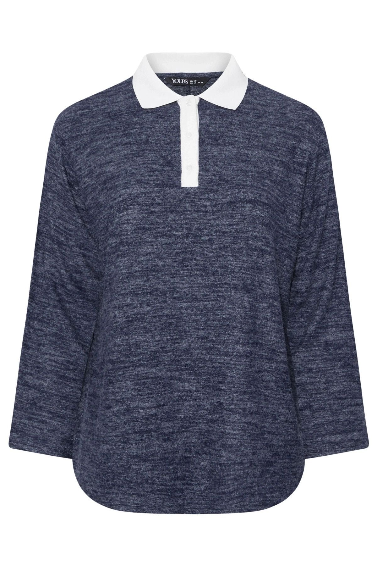 Büyük Beden Gömlek Yaka Uzun Kollu Yumuşak Dokulu Kazak 285043