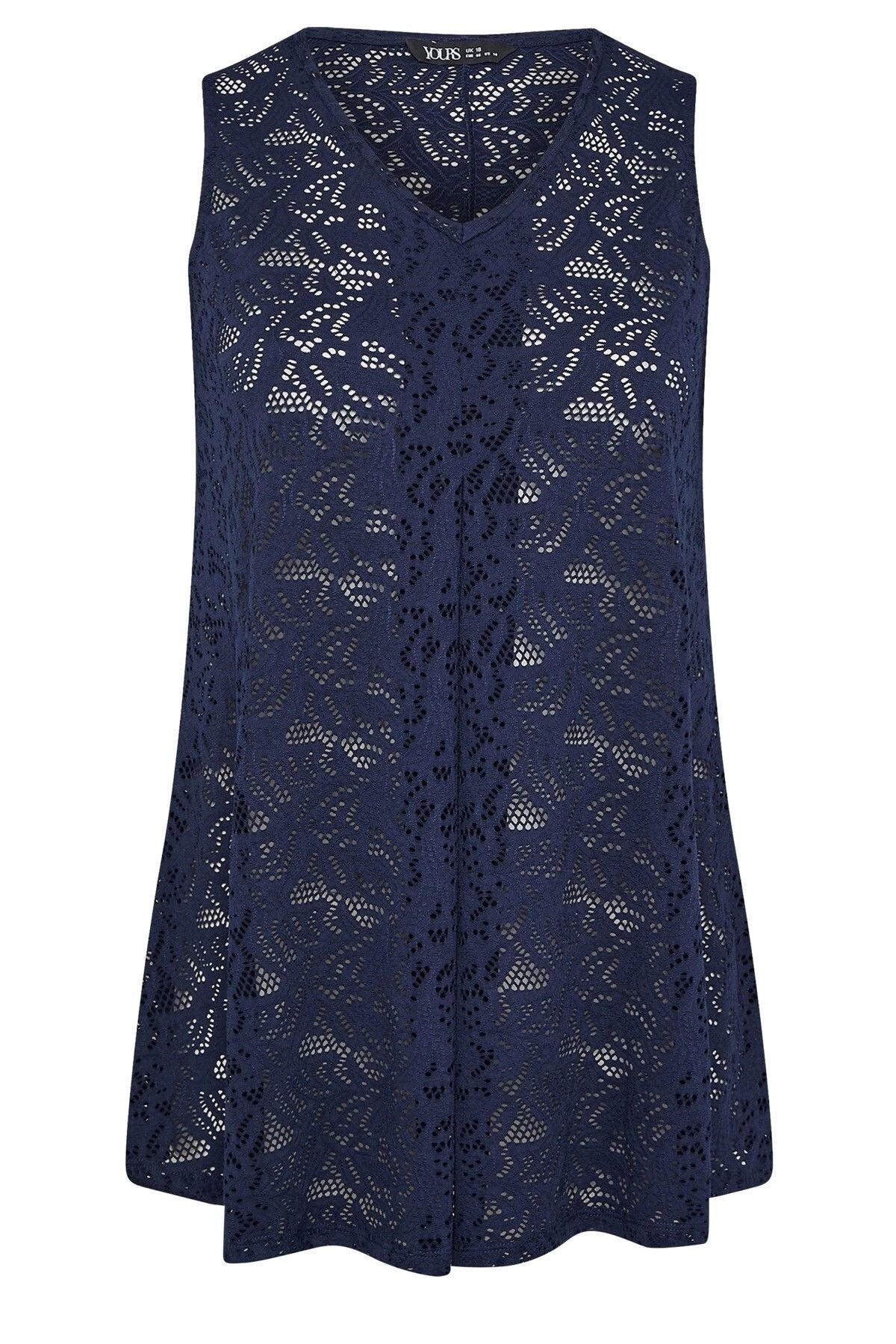 Büyük Beden V Yaka Kolsuz Astarsız Dantel T-shirt 304100