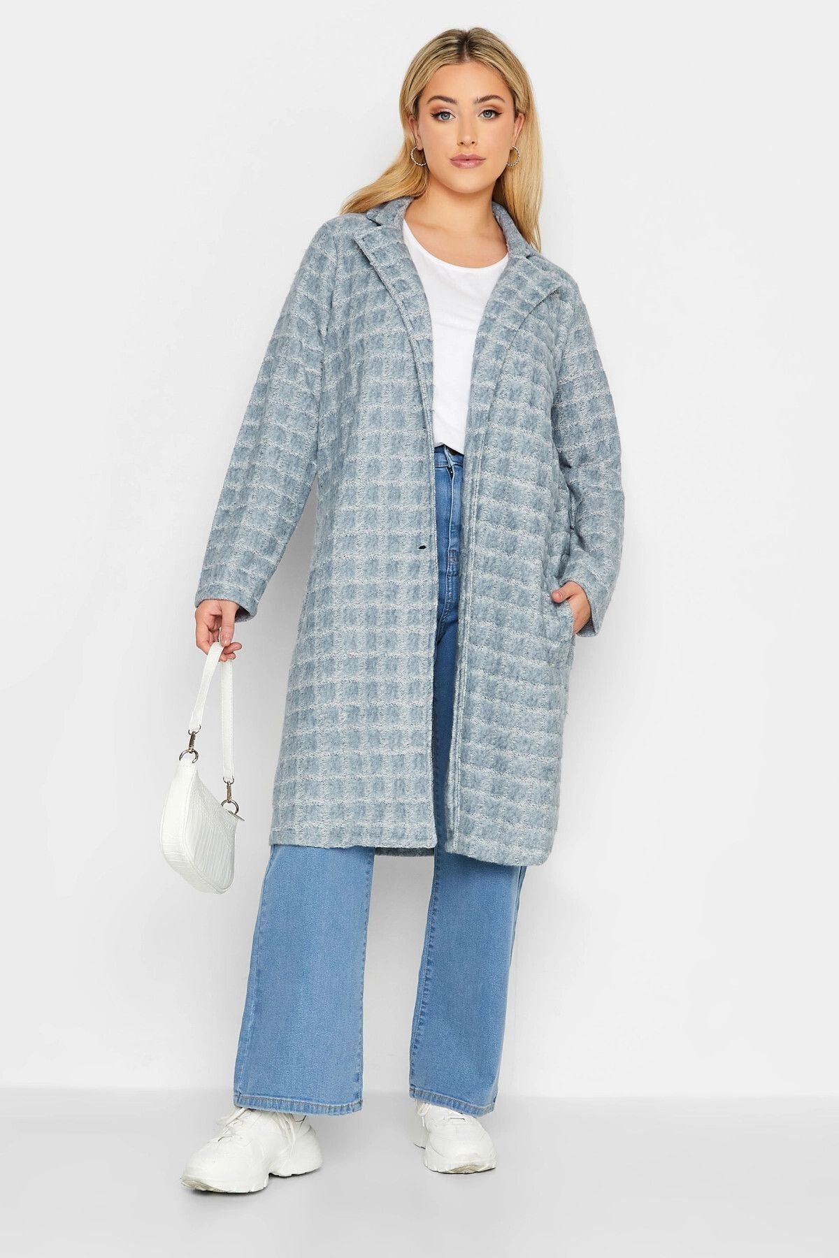 Büyük Beden Çift Düğmeli Cepli Uzun Kesim Ceket 301658