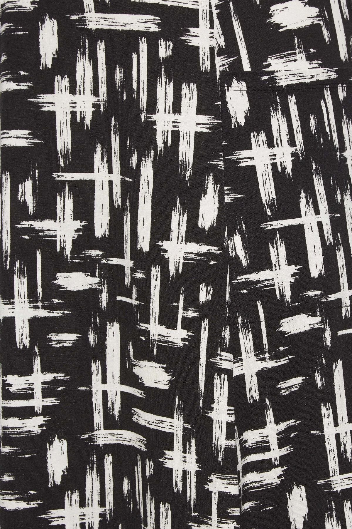 Büyük Beden Cep Detaylı Desenli Beli Lastikli Uzun Kesim Etek 301915