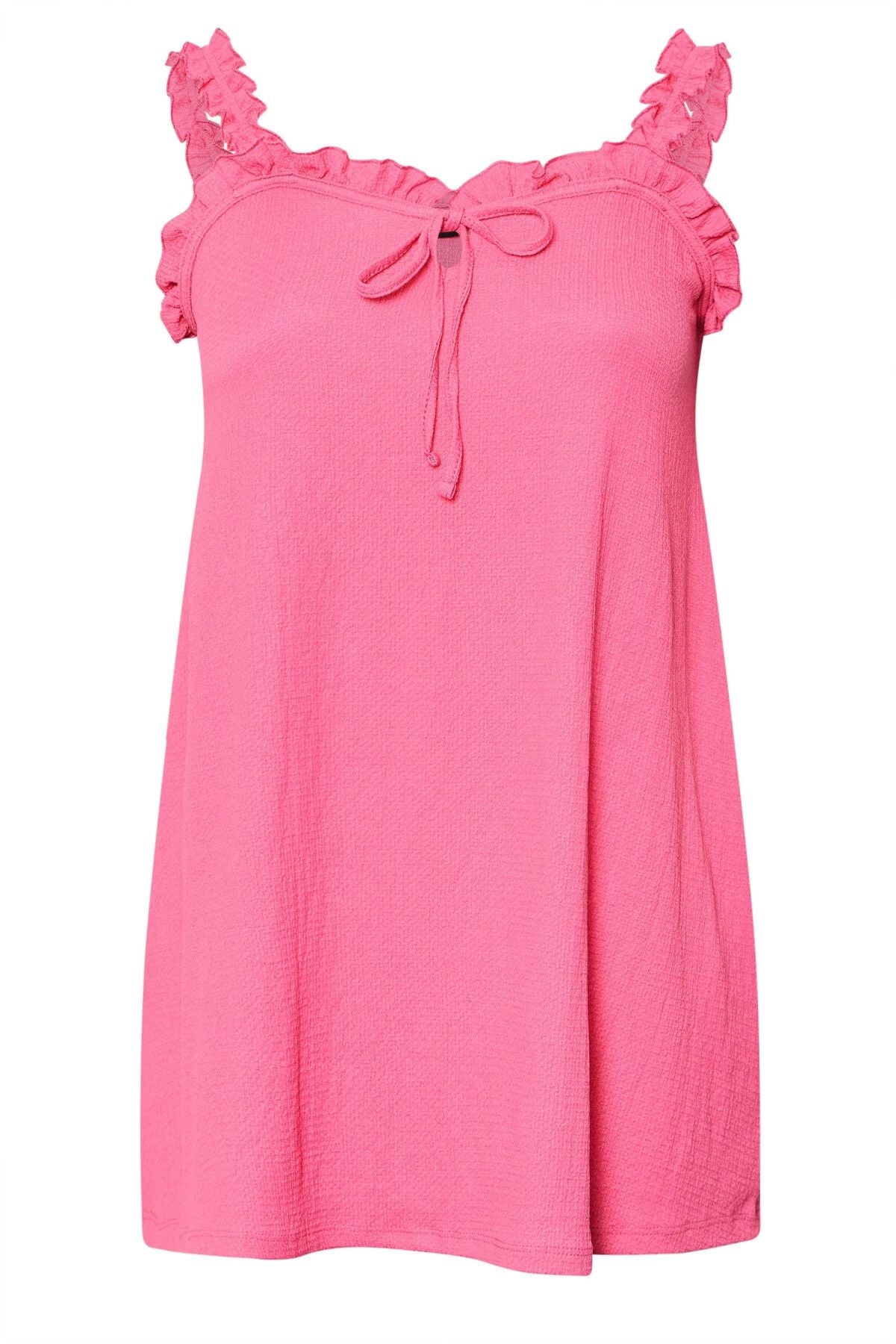 Büyük Beden Geniş Yaka Fırfır Askılı Kol Önü Bağlamalı Bluz 322689