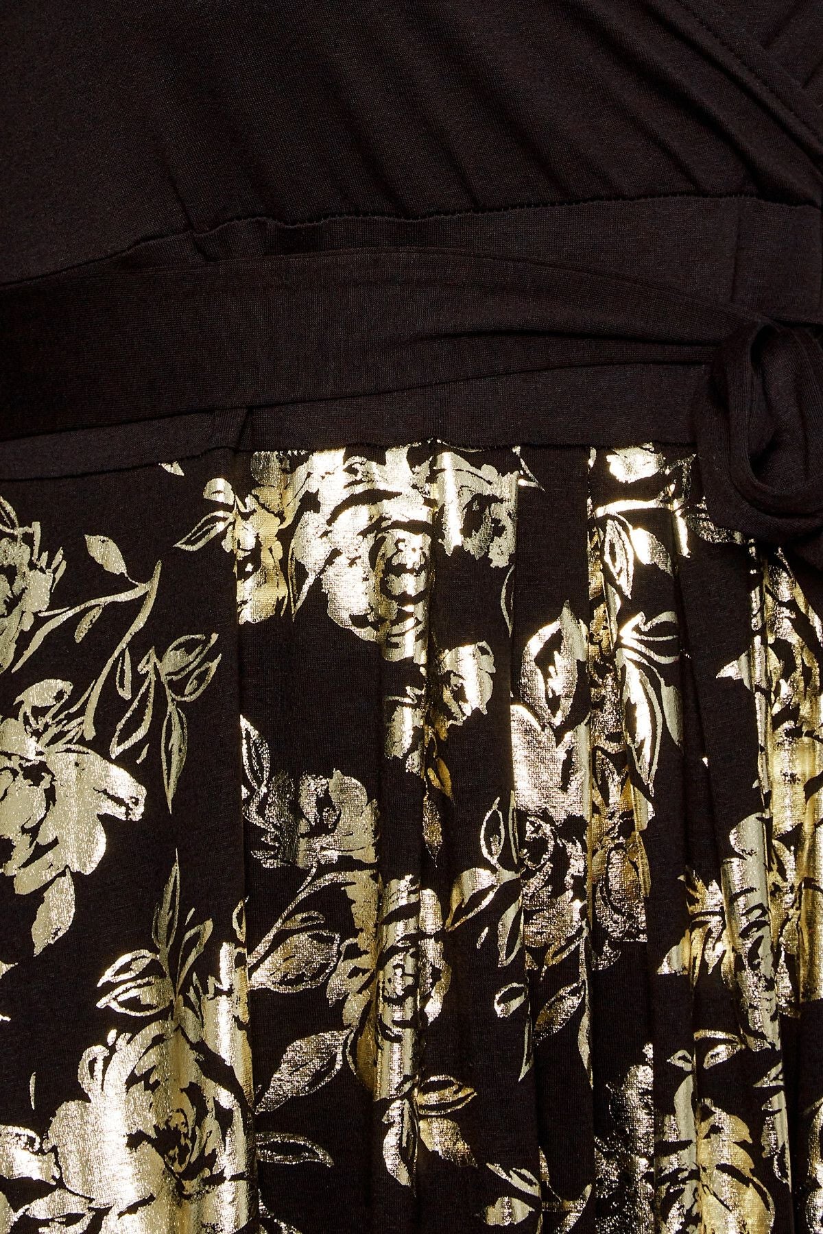 Büyük Beden V Yaka Fakir Kol Parlak Etekli Kuşaklı Elbise 301807