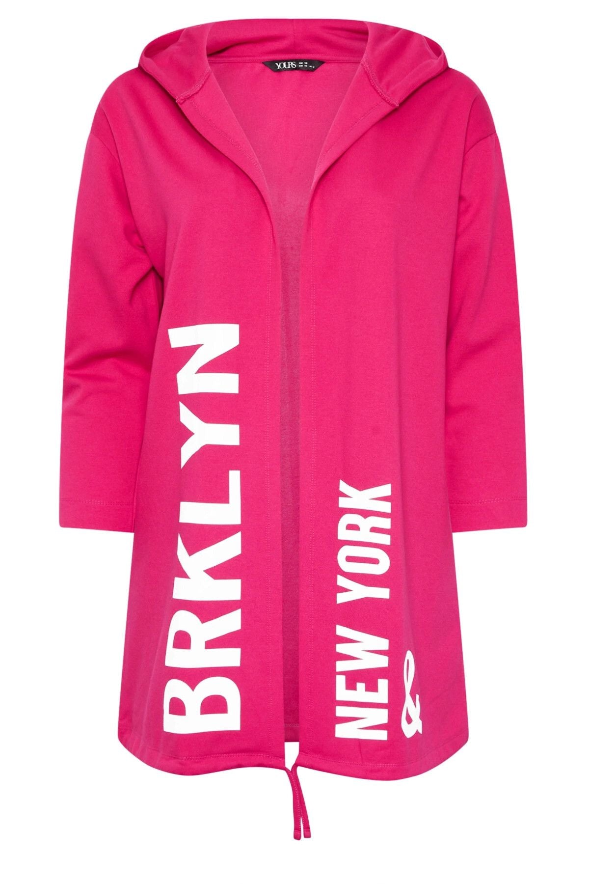 Büyük Beden Kapüşonlu Uzun Kollu Yazı Baskılı Cepsiz Hırka 303983