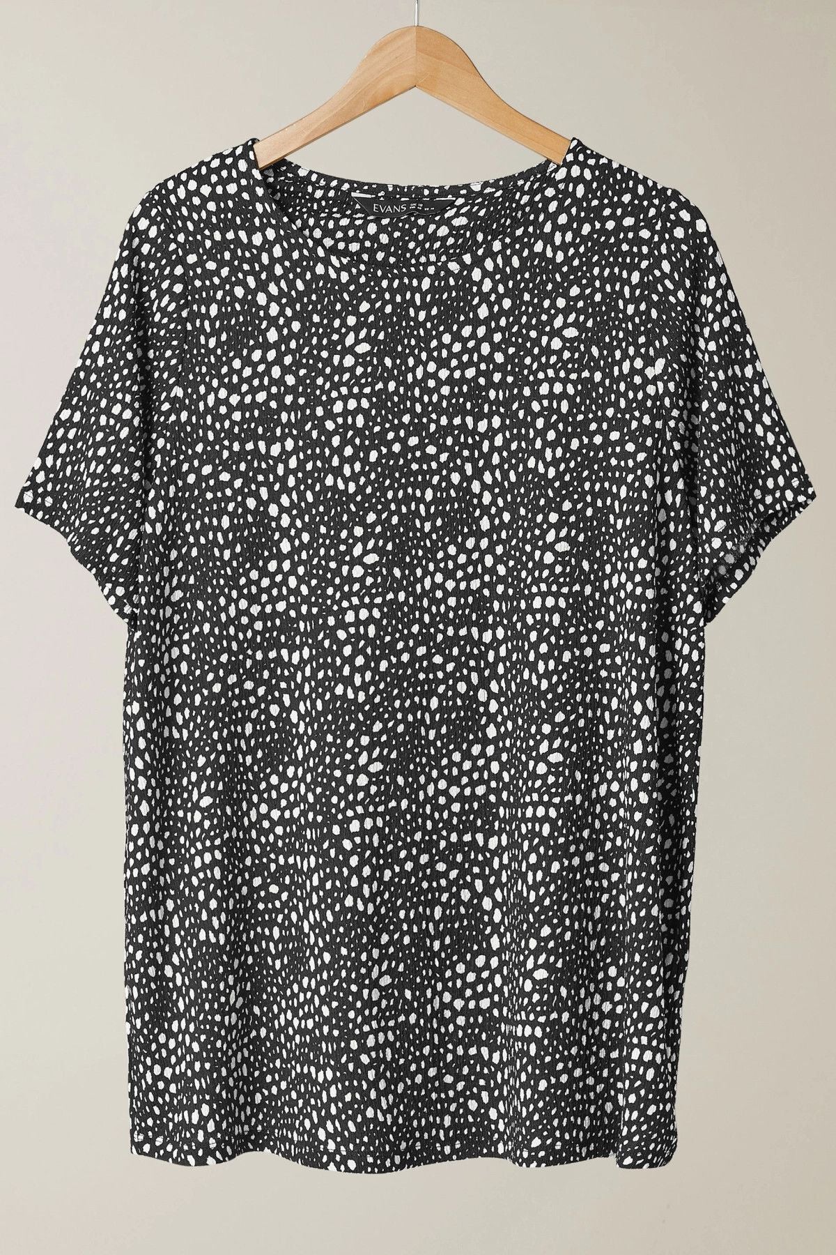 Büyük Beden Kısa Kollu Bisiklet Yaka Desenli Bluz 615913