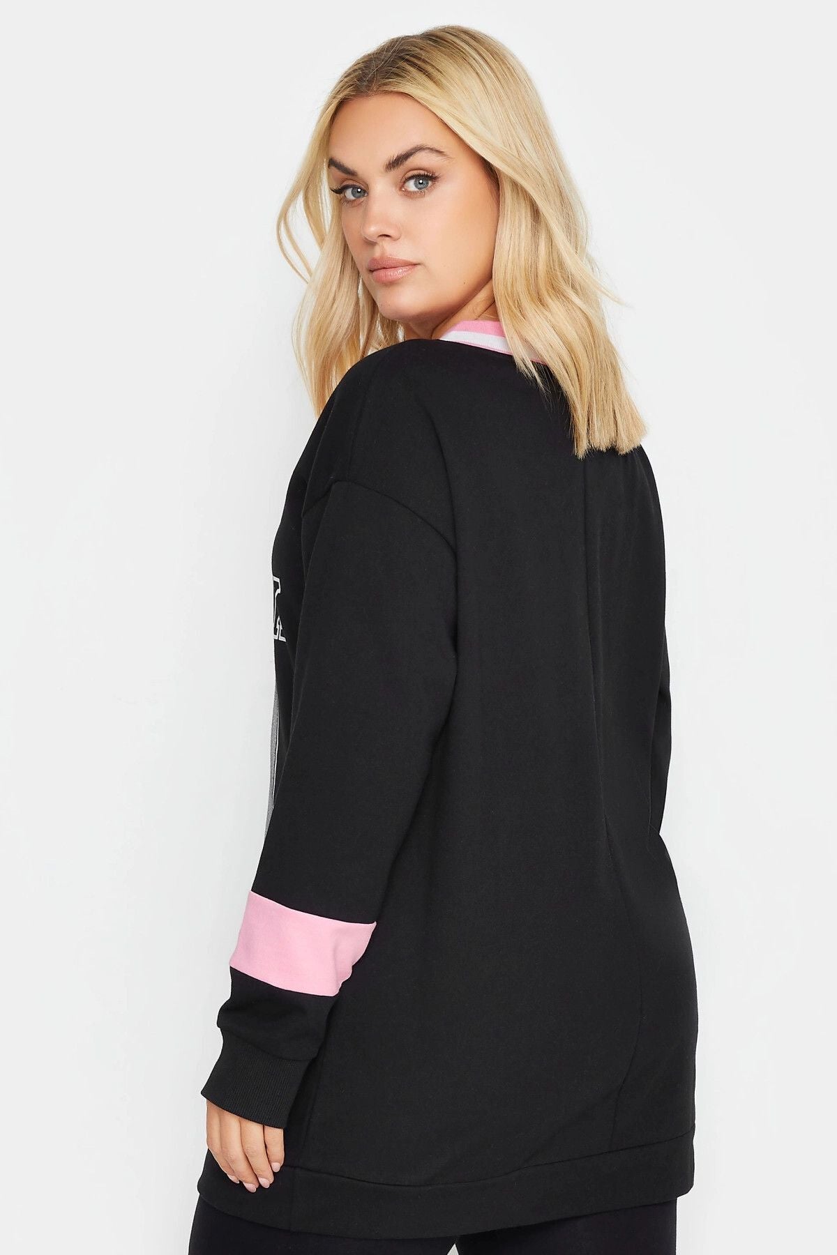 Büyük Beden V Yaka Uzun Kollu Baskılı Sweatshirt 303004