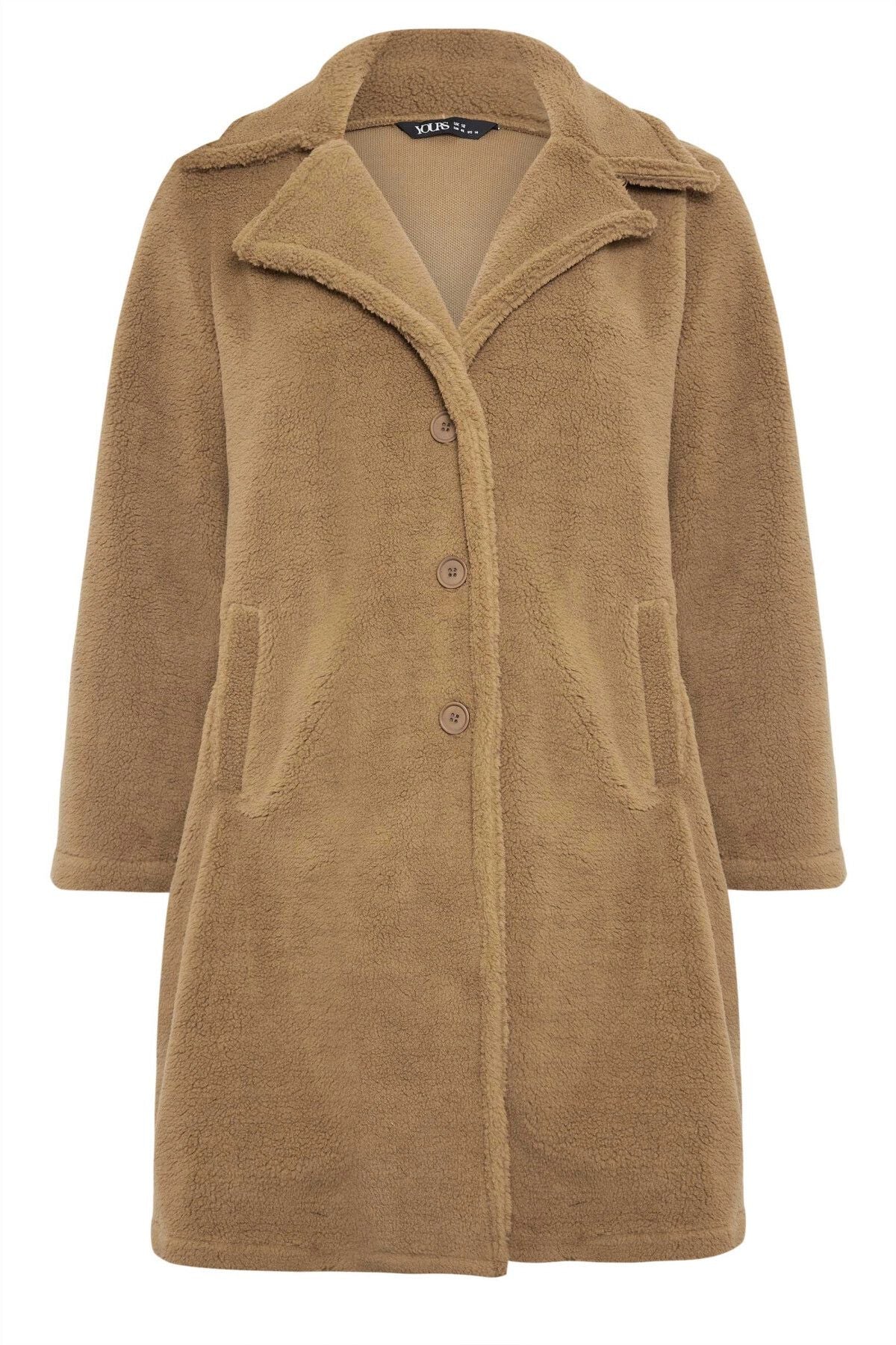 Büyük Beden Düğmeli Cepli Midi Boy Suni Kürk Mont 302712