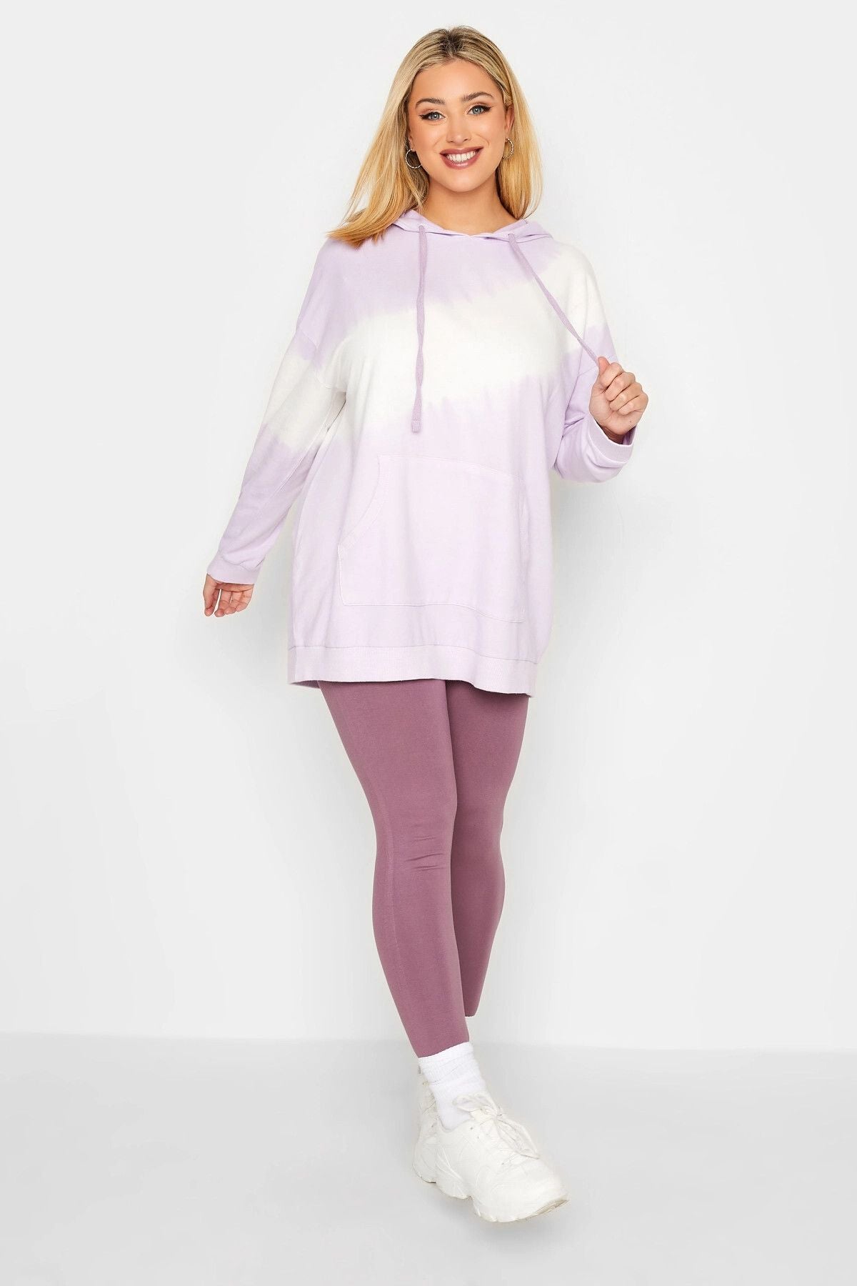 Büyük Beden Batik Desenli Önü Cepli Kapüşonşlu Sweatshirt 301594