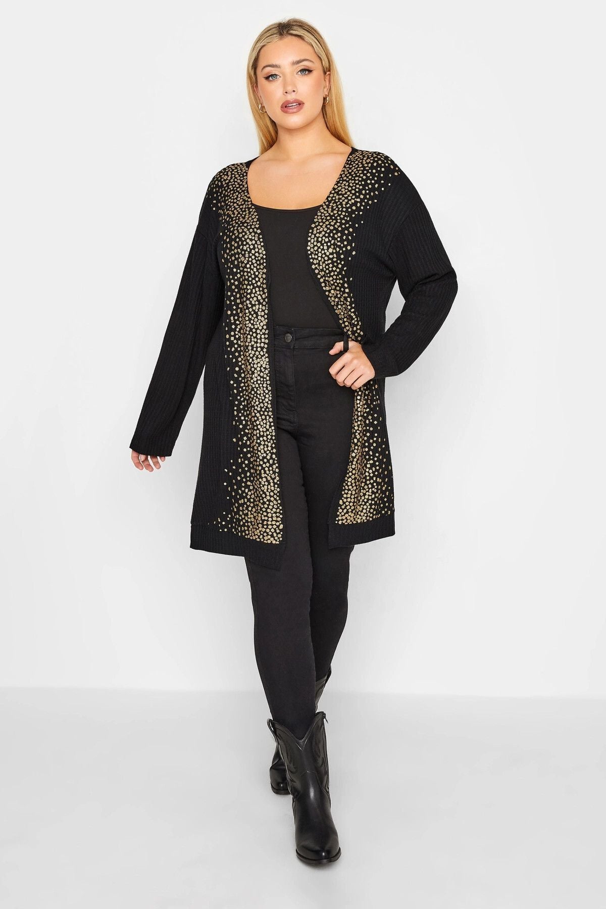 Büyük Beden Sim Detaylı Yumuşak Dokulu Uzun Kollu Hırka 301561