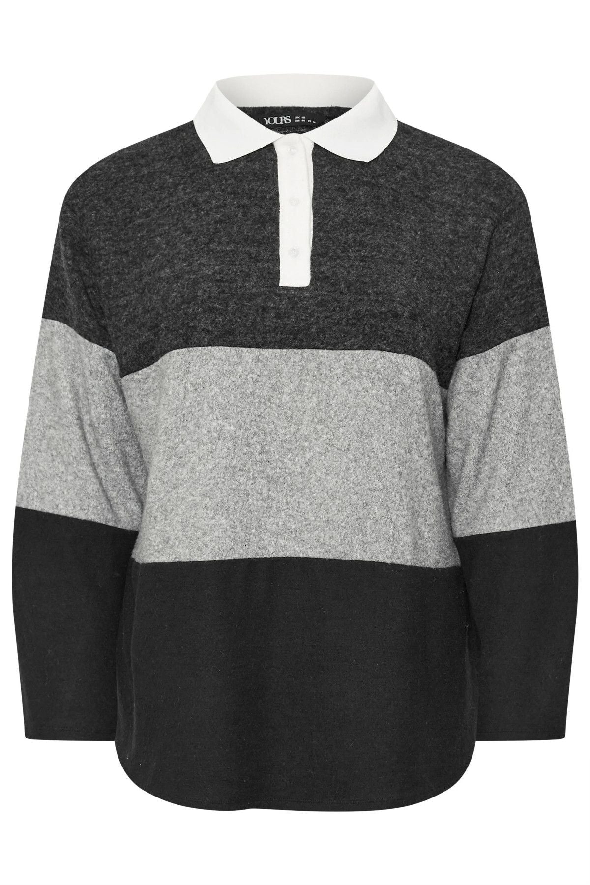 Büyük Beden Gömlek Yaka Uzun Kollu Yumuşak Dokulu Kazak 285045