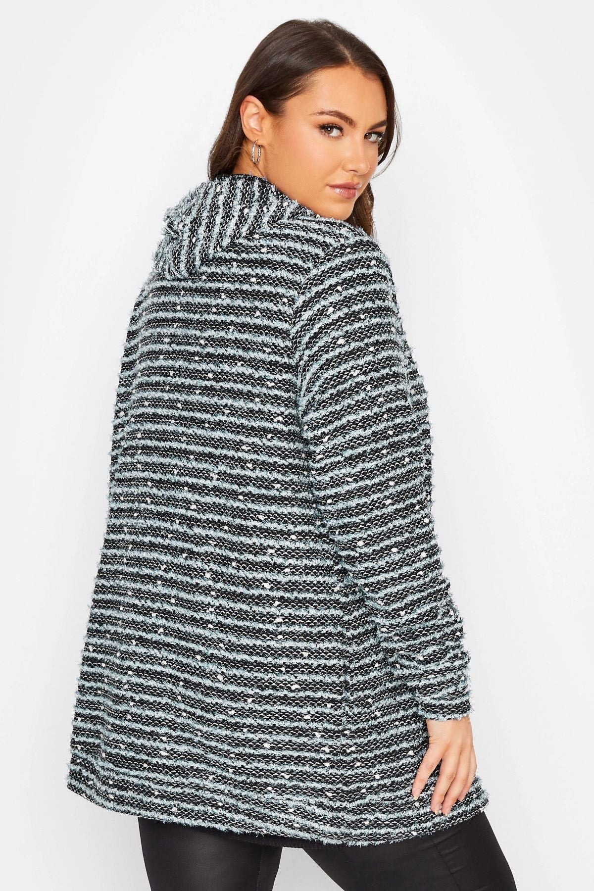 Büyük Beden Kapüşonlu Cep Detaylı Yarasa Kol Hırka 301687