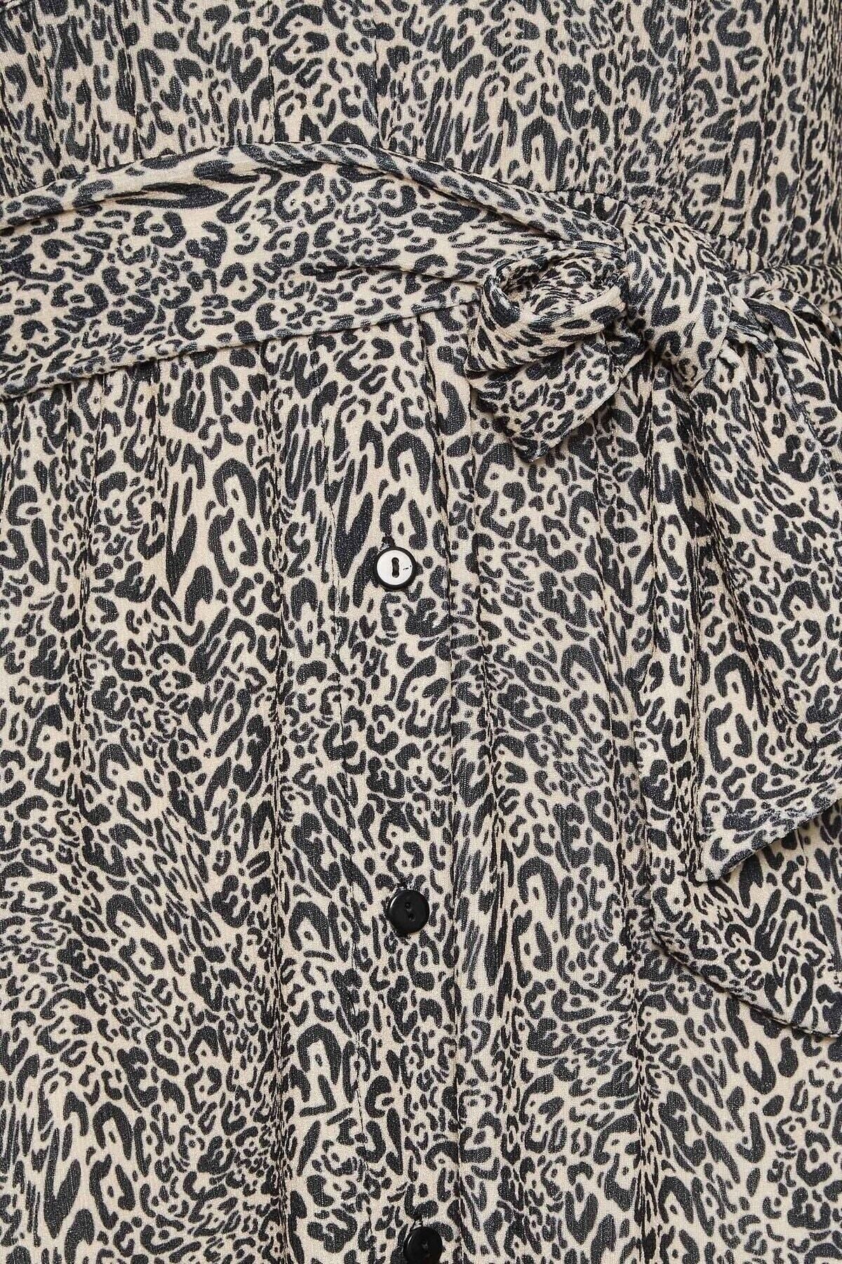 Büyük Beden Kuşaklı Gömlek Elbise 302077