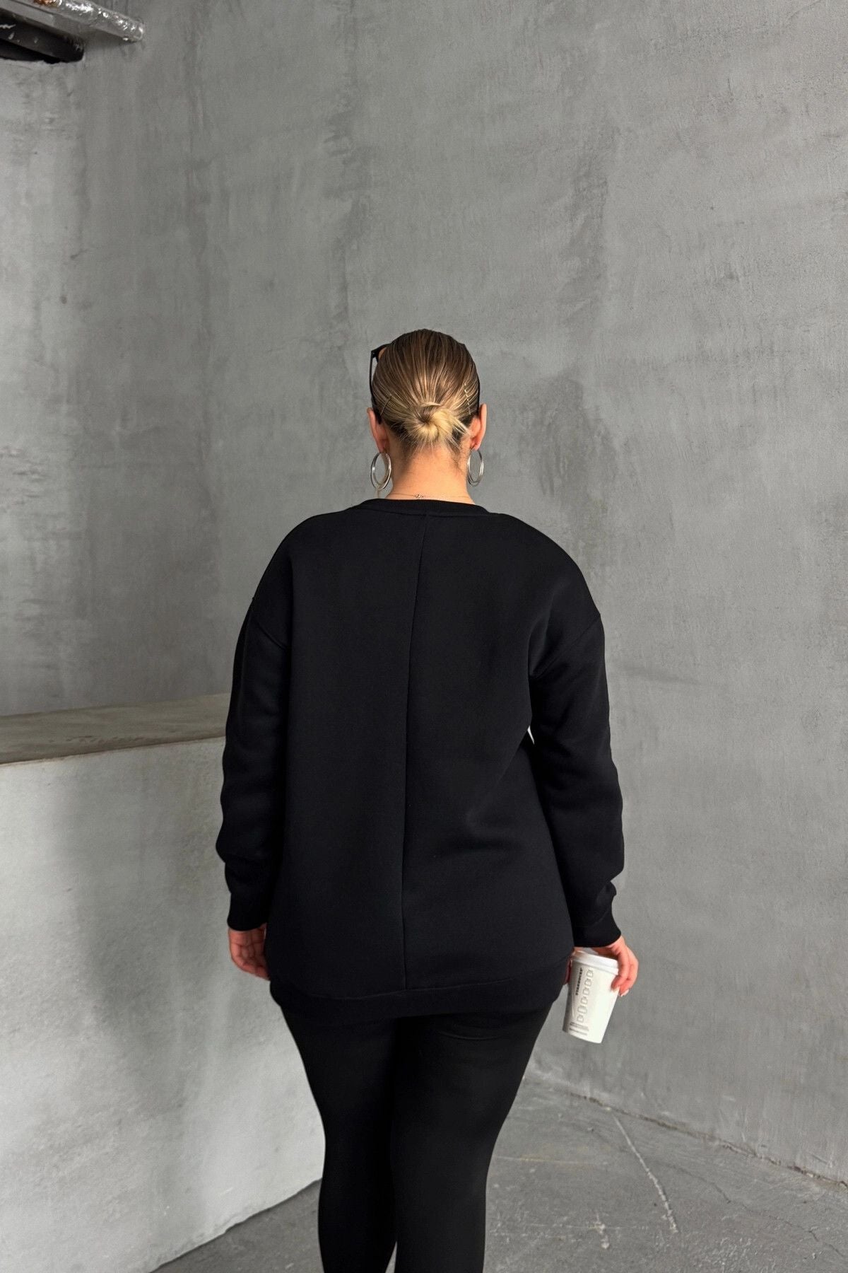 Büyük Beden Yılbaşı Temalı Bisiklet Yaka Uzun Kollu Sweatshirt 303817