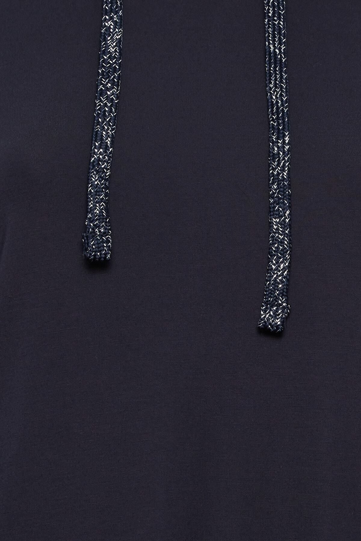 Büyük Beden Kapüşonlu Cepli Uzun Kollu Sweat Elbise 301732