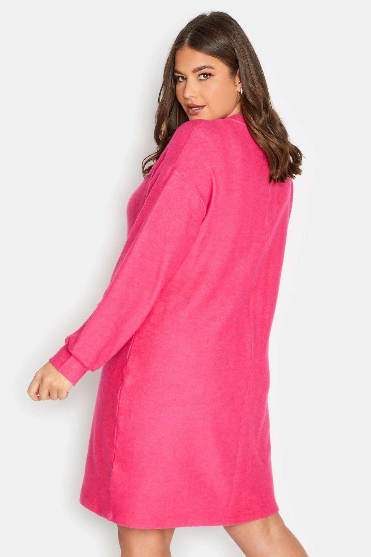 Büyük Beden Likralı Uzun Kollu Yuvarlak Yaka Triko Elbise 301739