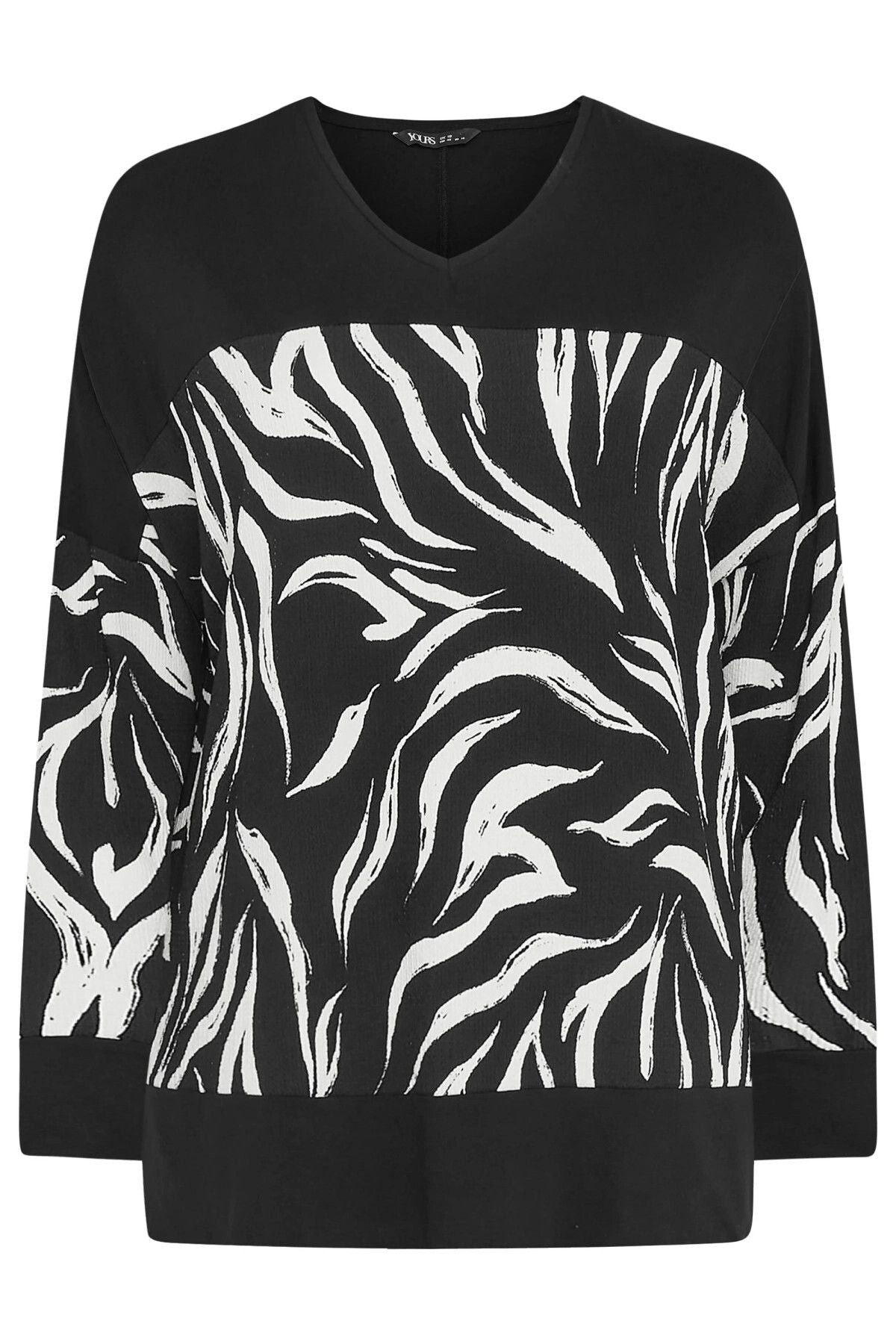 Büyük Beden Desenli Esnek Kumaş Uzun Kollu Uzun Kesim Bluz 303057