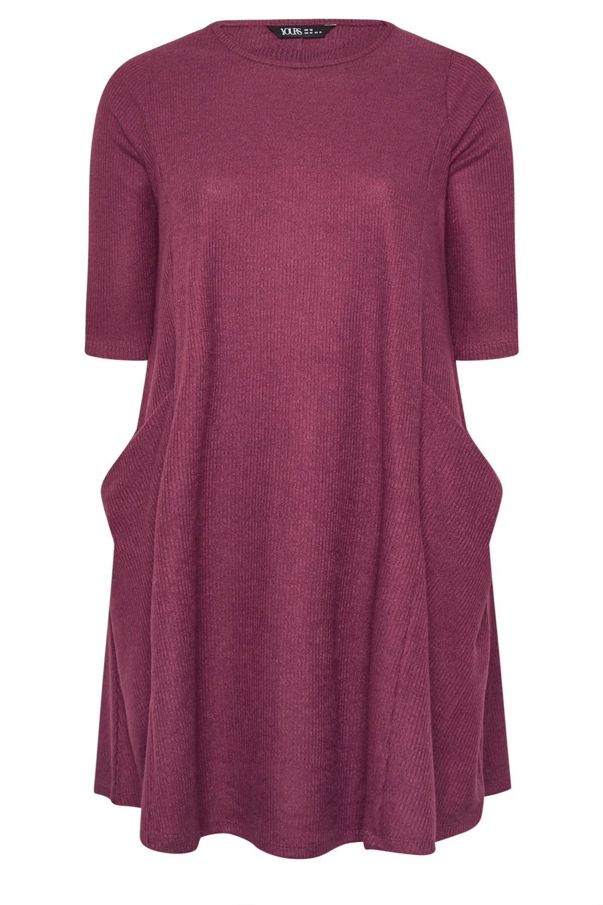 Büyük Beden Yarım Kollu Bisiklet Yaka Asimetrik Cepli Elbise 303803