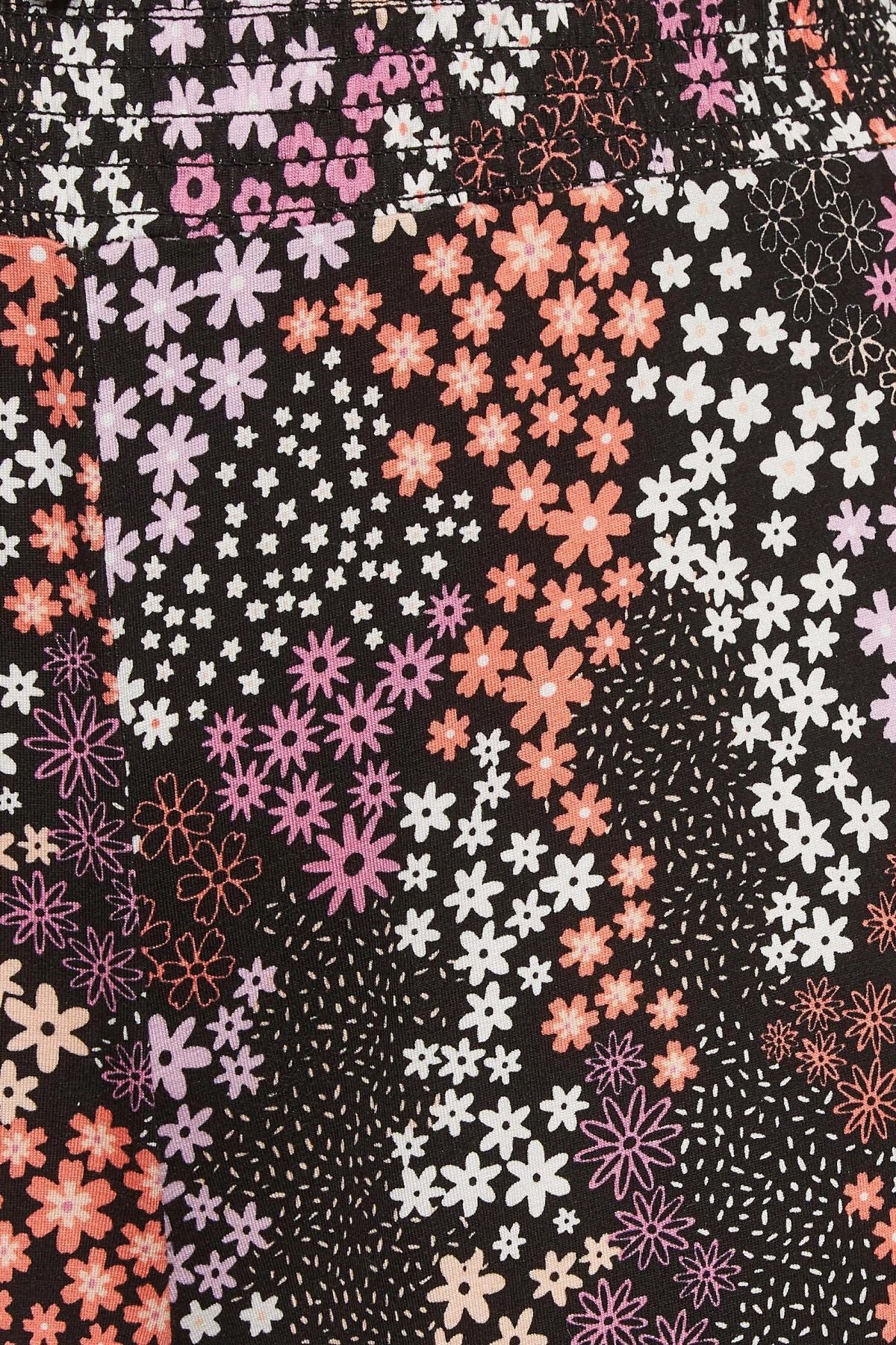 Büyük Beden Desenli Bol Kesim Cepli Likralı Kapri Pantolon 144777