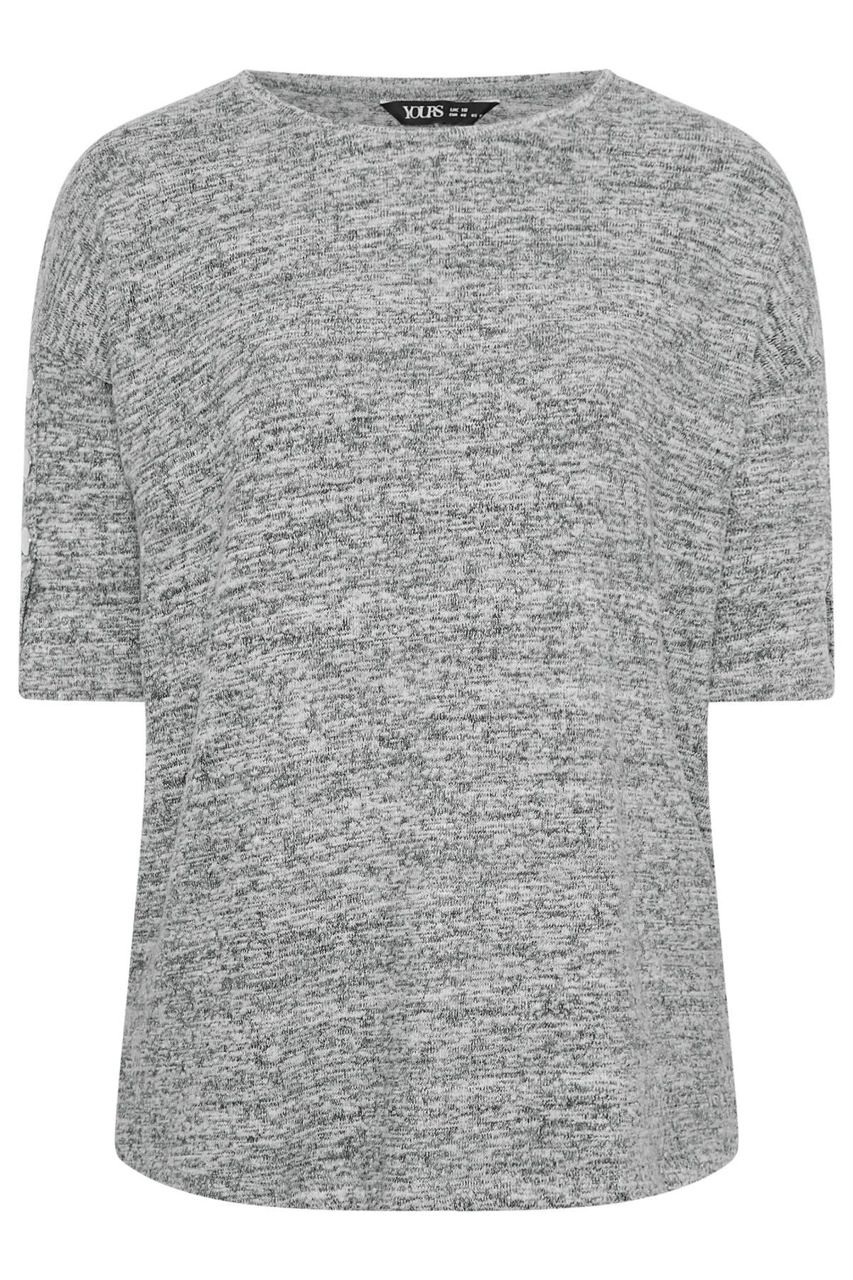 Büyük Beden Bisiklet Yaka Yarım Kollu Düğme Detaylı Bluz 302988