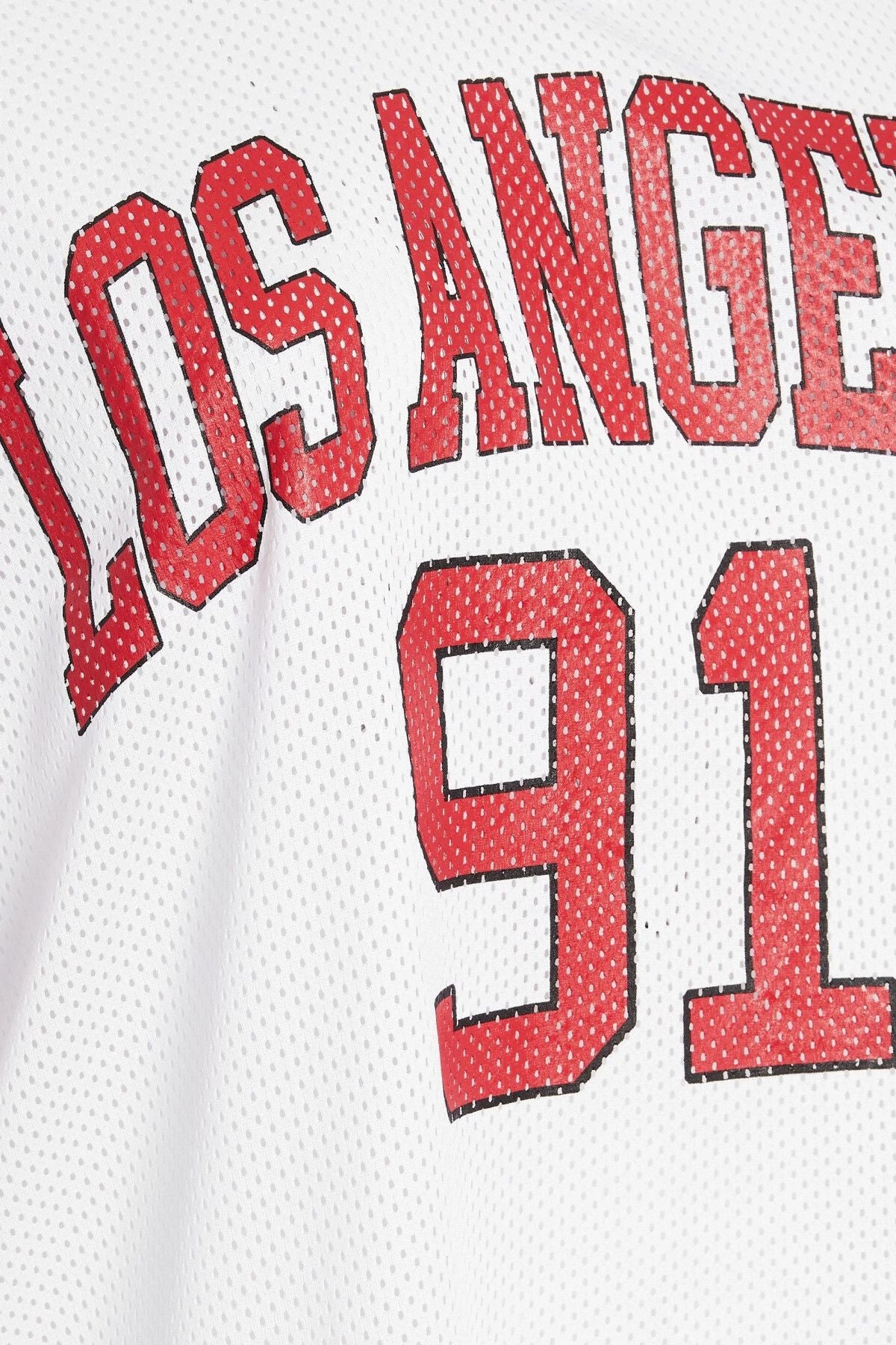 Büyük Beden V Yaka Kısa Kollu Baskılı File T-shirt 303495