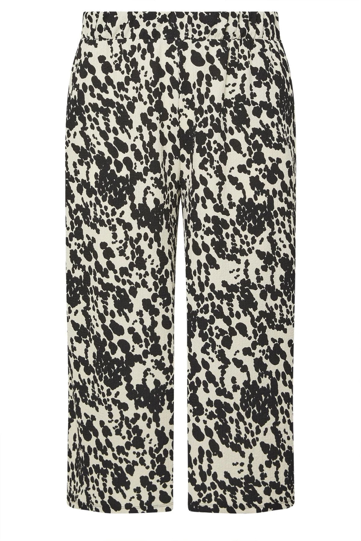 Büyük Beden Beli Lastikli Cepli Desenli Kapri Pantolon 145278