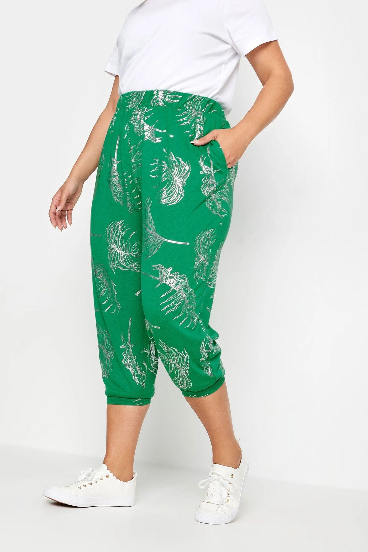 Büyük Beden Paçası ve Beli Lastik Detaylı Cepli Jogger Pantolon 303212