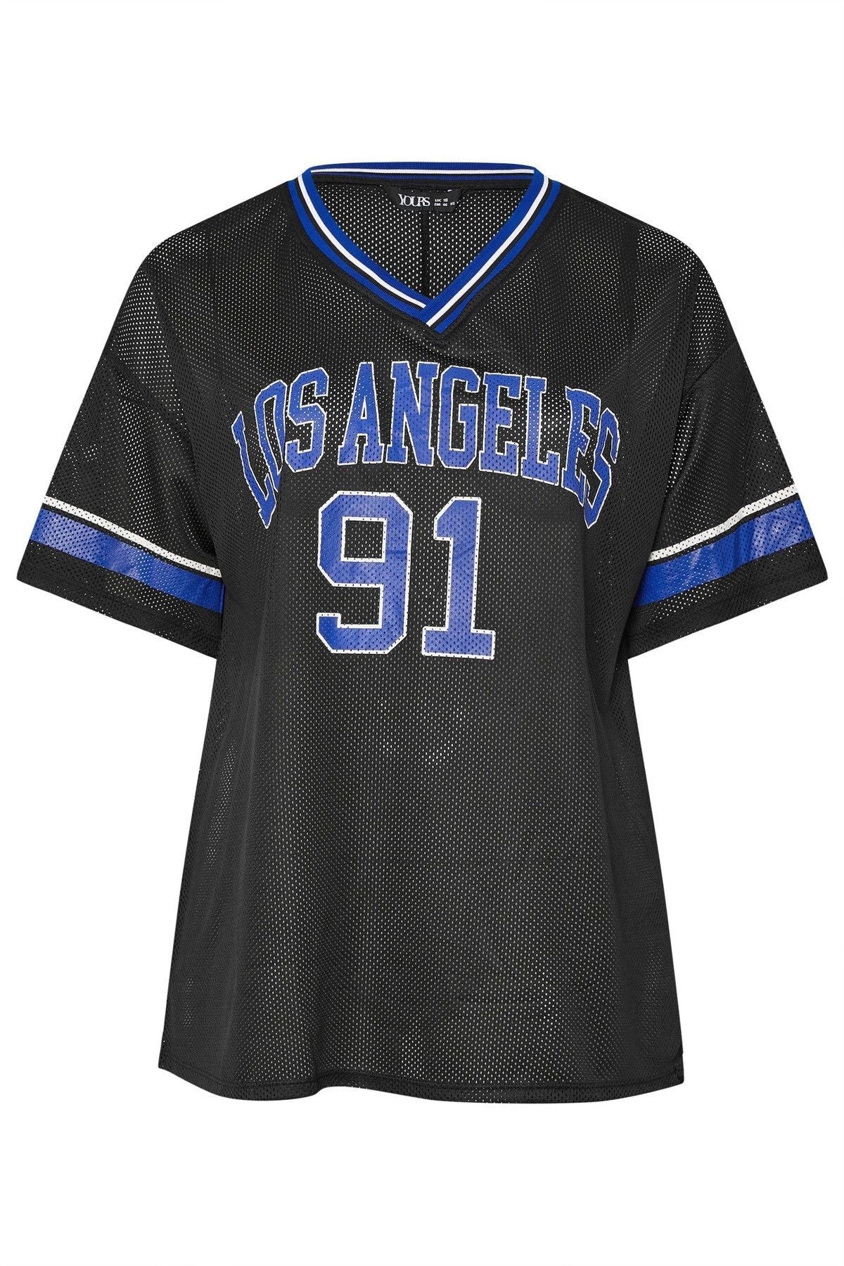 Büyük Beden V Yaka Kısa Kollu Baskılı File T-shirt 304004