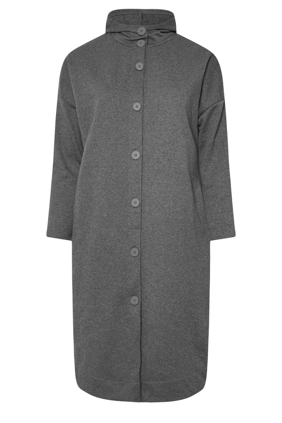 Büyük Beden Kapüşonlu Cepli Önü Düğme Kapamalı Uzun Ceket 303762