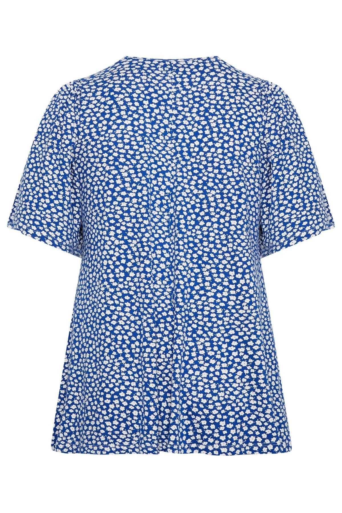 Büyük Beden V Yaka Desenli Asimetrik Kesim Likralı Bluz 301696