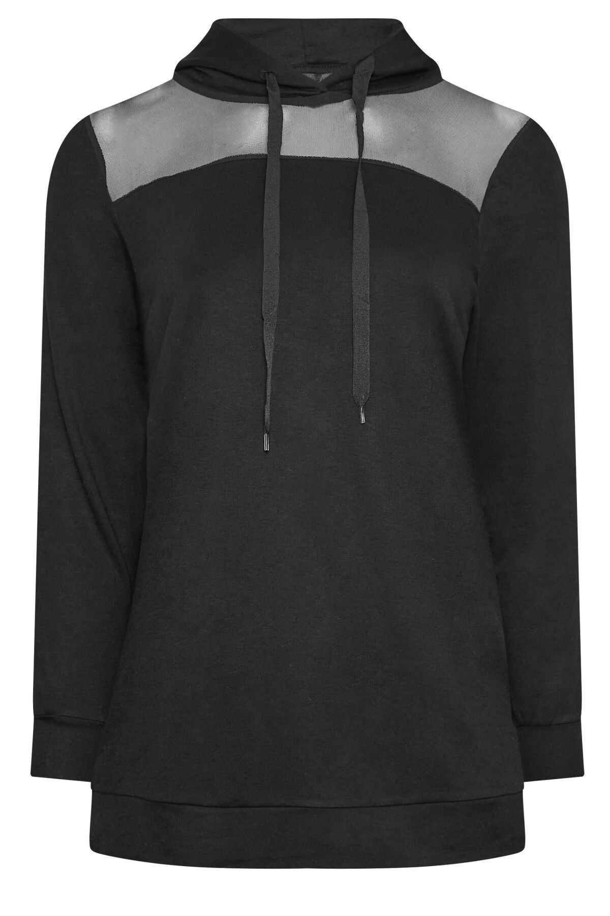 Büyük Beden Kapüşonlu Tül Detaylı Uzun Kollu Sweatshirt 302672