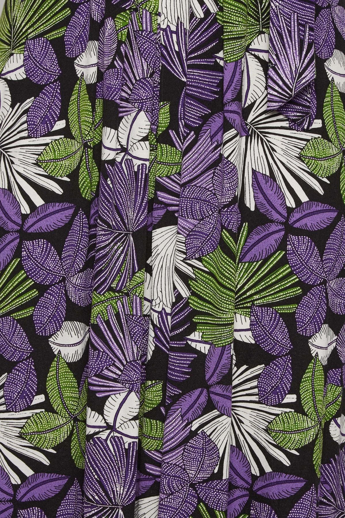 Büyük Beden V Yaka Kısa Kollu Kuşaklı Desenli Uzun Elbise 301609