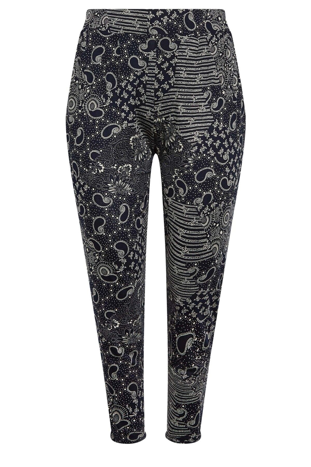 Büyük Beden Dar Paça Desenli Cepli Havuç Kesim Pantolon 302494