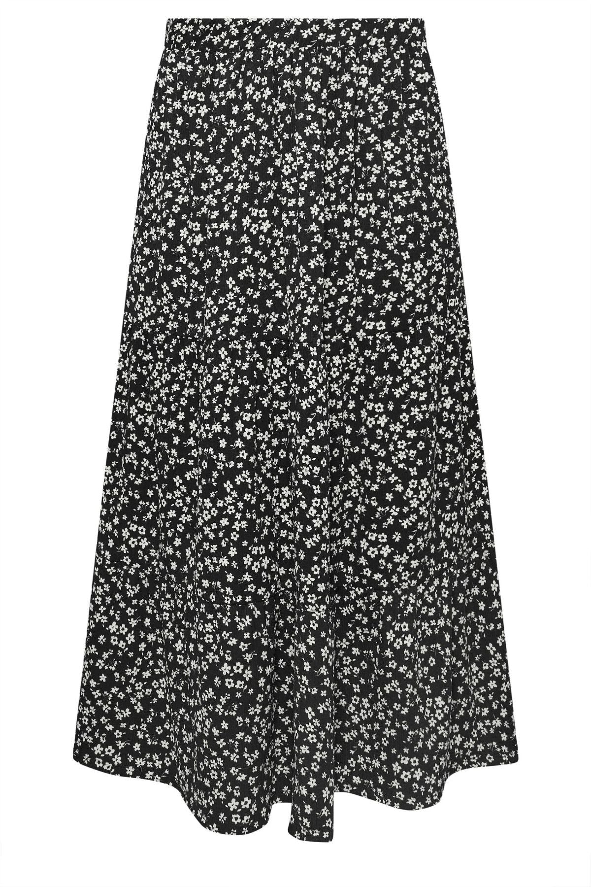 Büyük Beden Uzun Kesim Cepsiz Beli Lastikli Desenli Etek 160320