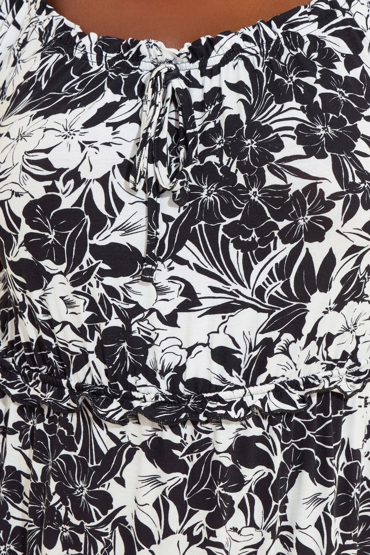 Büyük Beden Yakası Büzgülü Beli Lastikli Uzun Elbise 270238