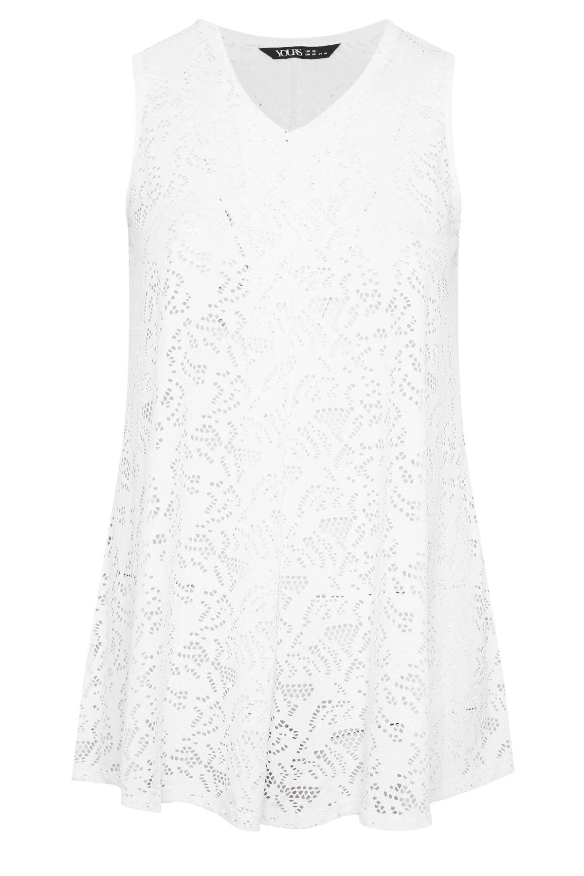 Büyük Beden V Yaka Sıfır Kol Astarsız Dantel Bluz 304098