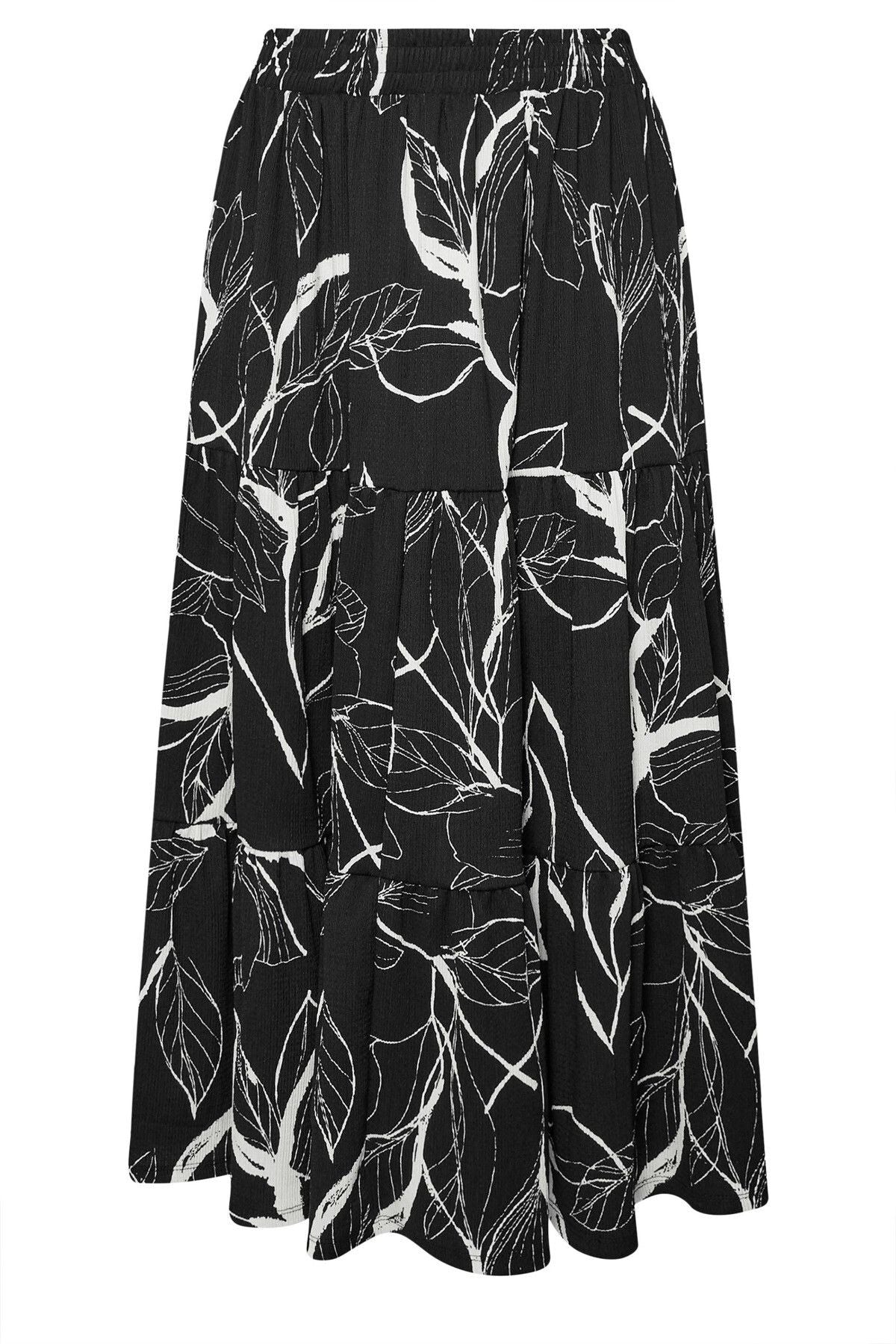 Büyük Beden Bürümcük Kumaş Çiçek Desenli Beli Lastikli Etek 304235