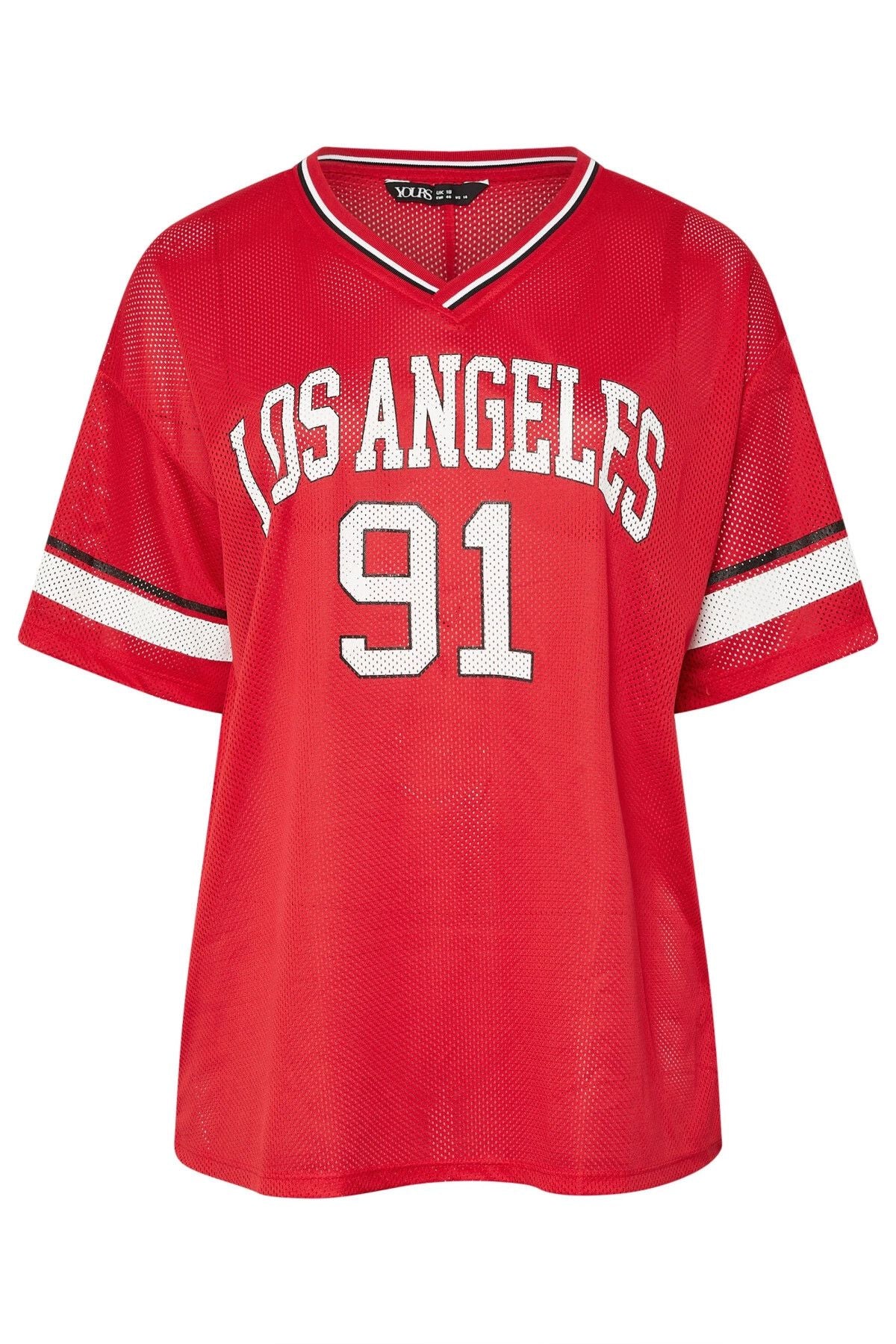 Büyük Beden V Yaka Kısa Kollu Baskılı File T-shirt 303494