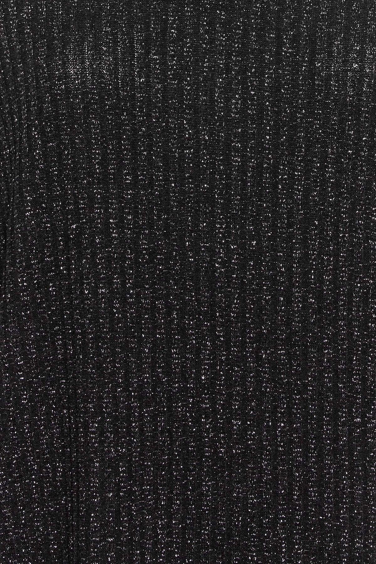 Büyük Beden Polo Yaka Yırtmaç Detaylı Midi Boy Triko Elbise 301580