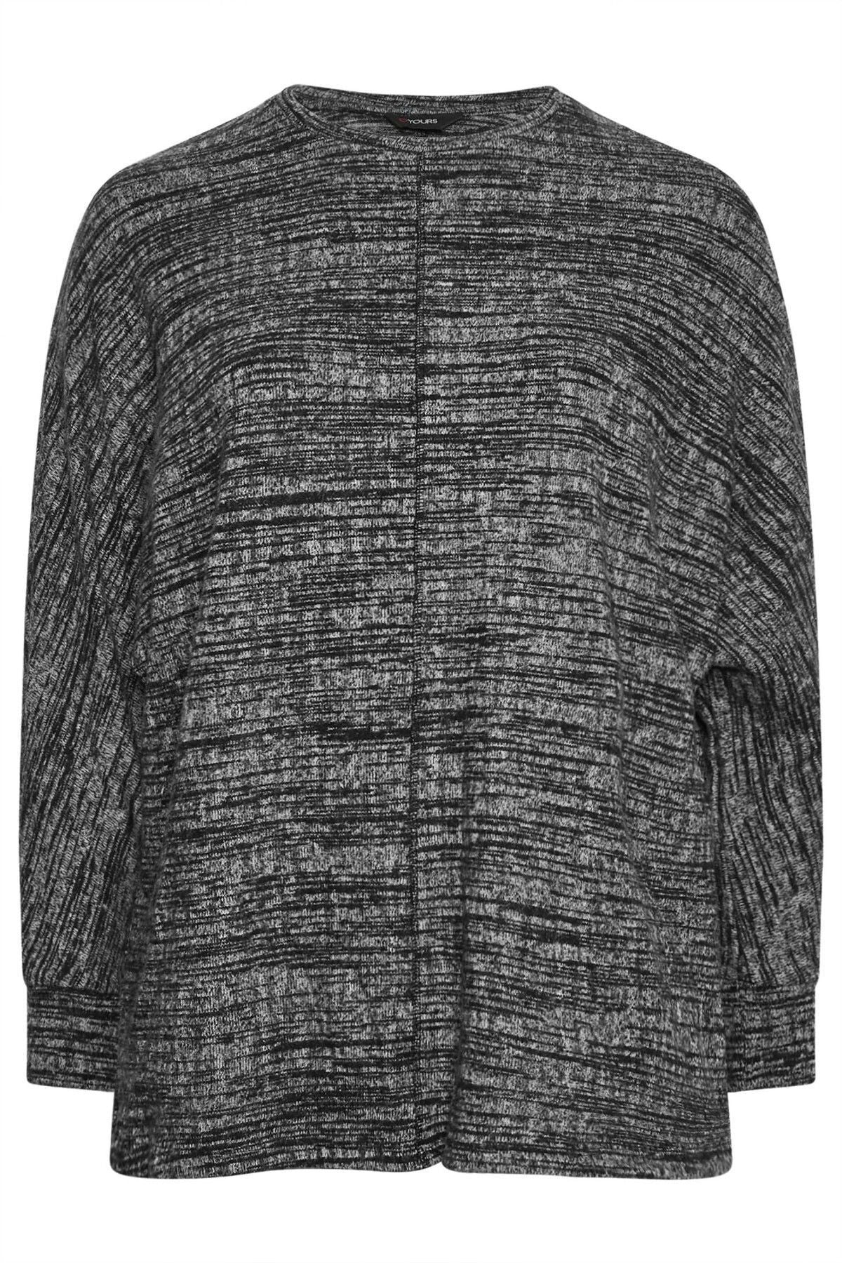 Büyük Beden Bisiklet Yaka Önü Dikiş Detaylı Uzun Kollu Bluz 302607