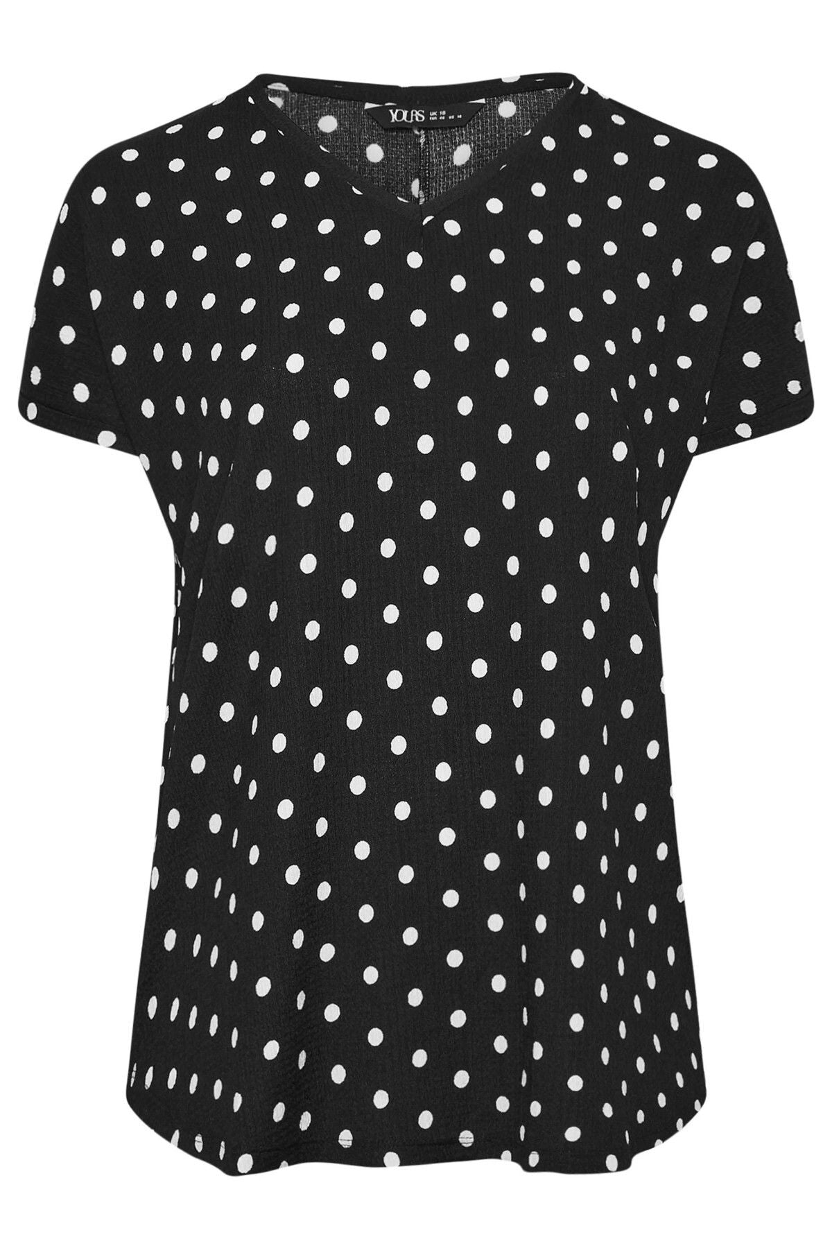 Büyük Beden Kısa Kollu V Yaka Puantiyeli Bluz 303497