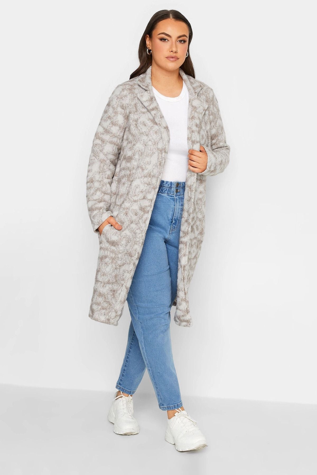 Büyük Beden Çift Düğmeli Cepli Uzun Kesim İnce Ceket 301660