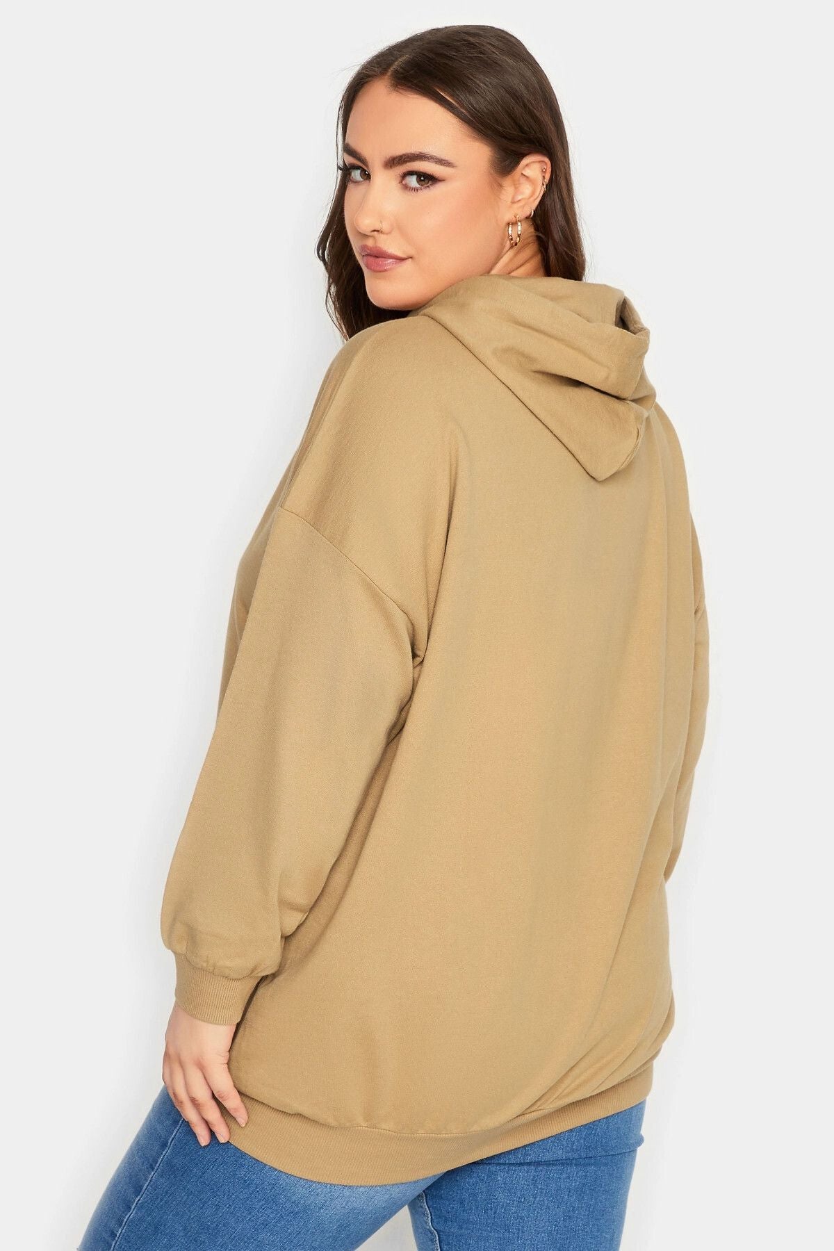 Büyük Beden Kapüşonlu Rahat Kesim Uzun Kollu Sweatshirt 171910