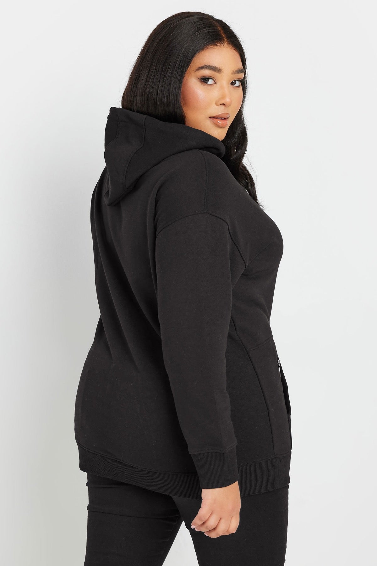 Büyük Beden Kapüşonlu Cepli Fermuar Detaylı Sweatshirt 303800