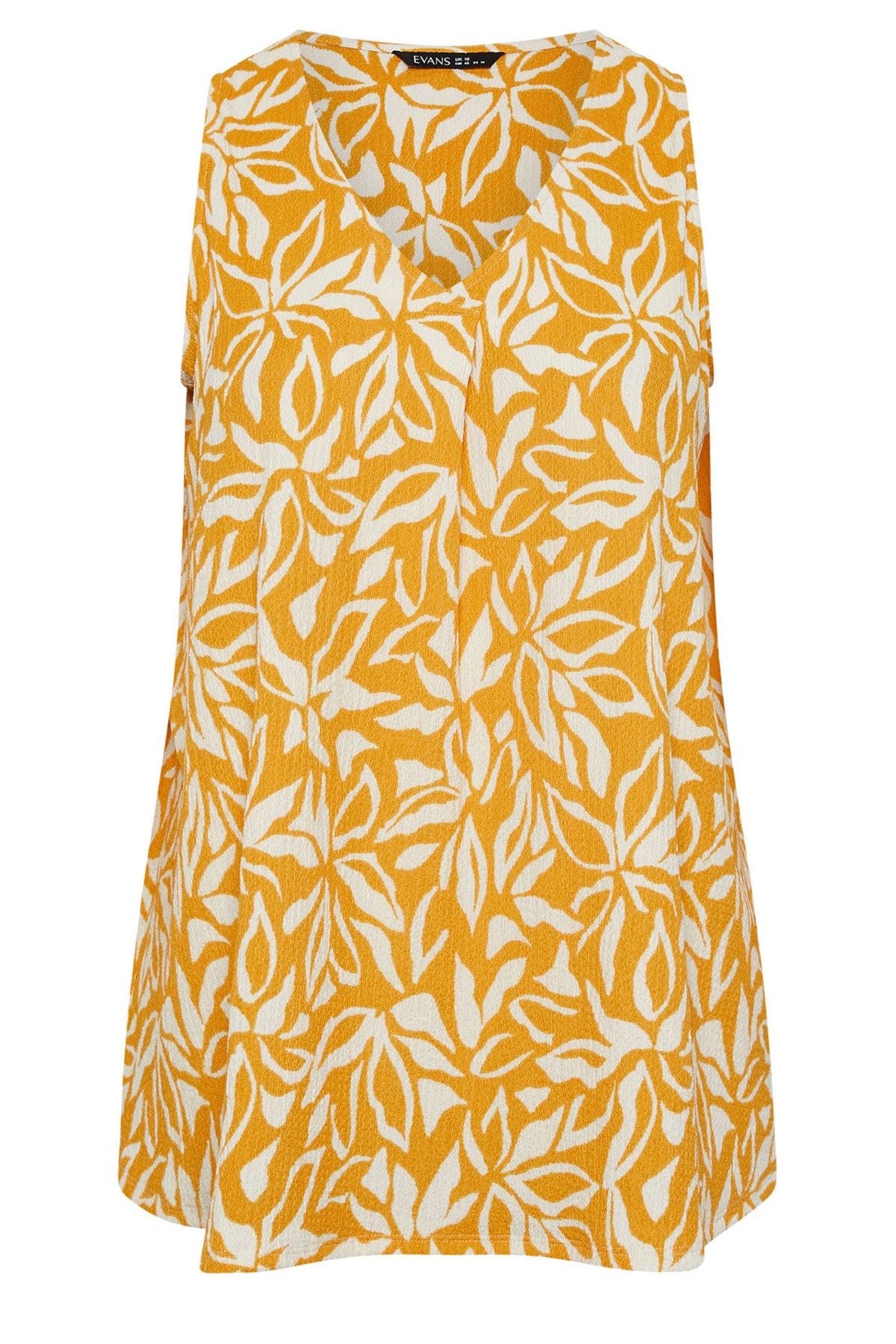 Büyük Beden V Yaka Sıfır Kol Çiçek Desenli Asimetrik Kesim T-shirt 616295