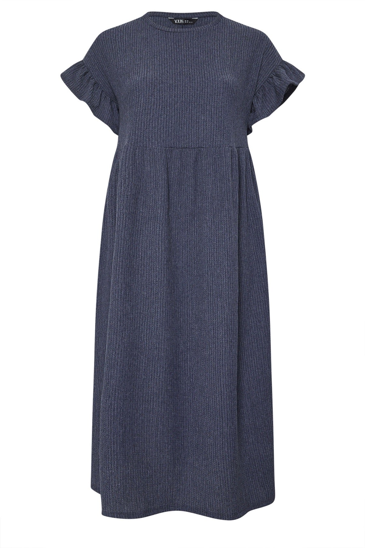 Büyük Beden Bisiklet Yaka Kısa Kollu Fırfırlı Uzun Elbise 270342