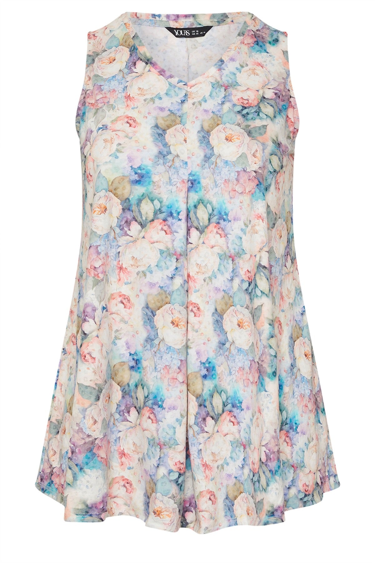 Büyük Beden Sıfır Kol V Yaka Çiçek Desenli Eteği Bollaşan Bluz 304188