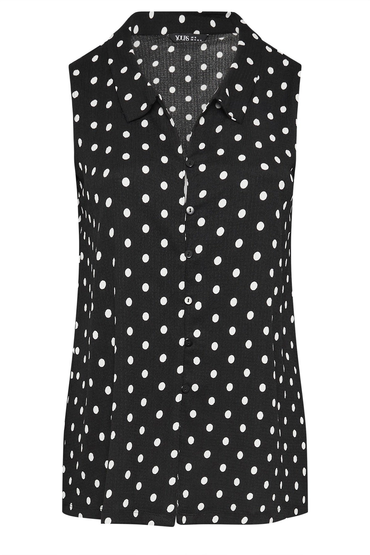 Büyük Beden Polo Yaka Sıfır Kol Düğmeli Puantiyeli T-shirt 303958