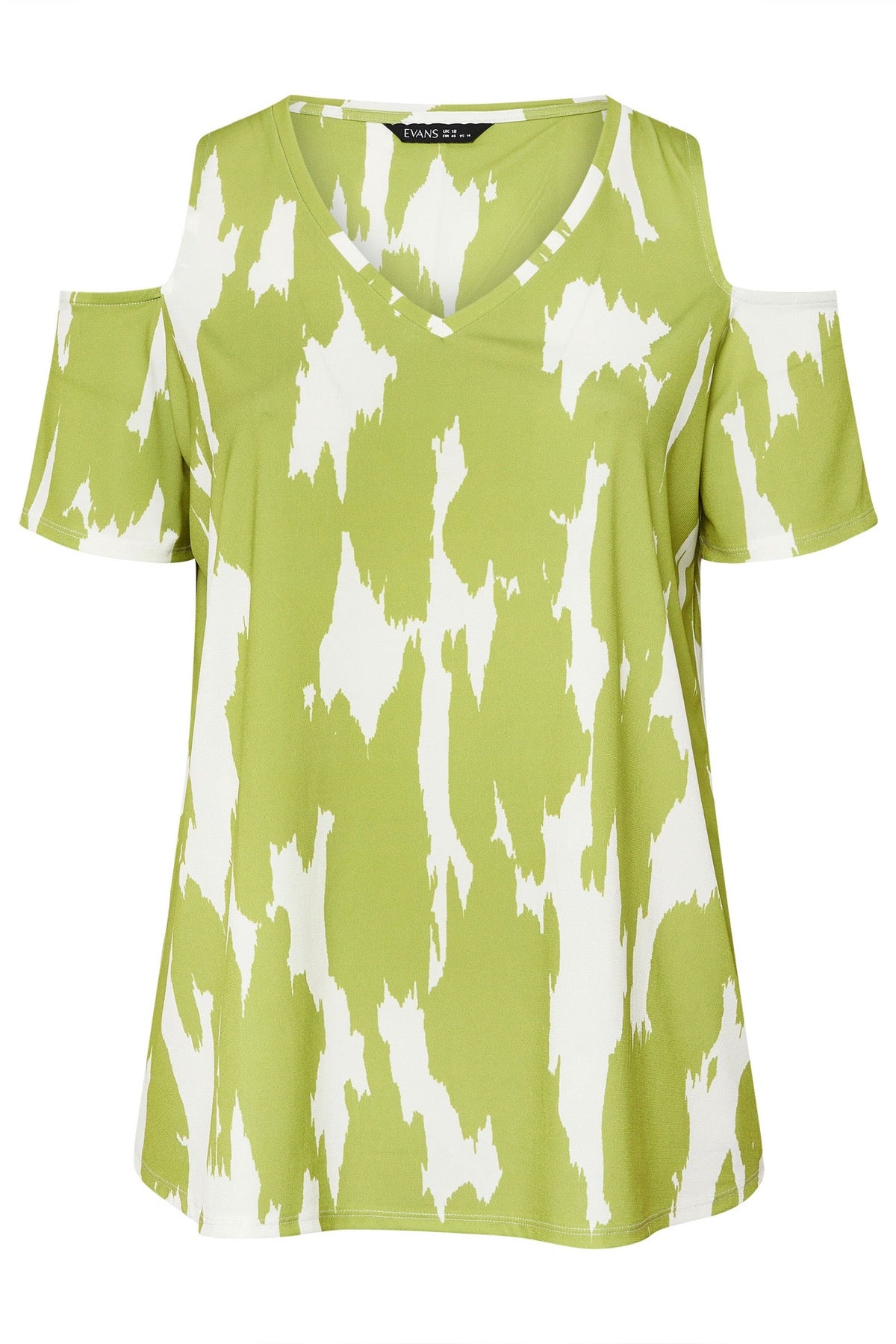 Büyük Beden V Yaka Kısa Kollu Omuz Detaylı Soyut Desenli Bluz 616307